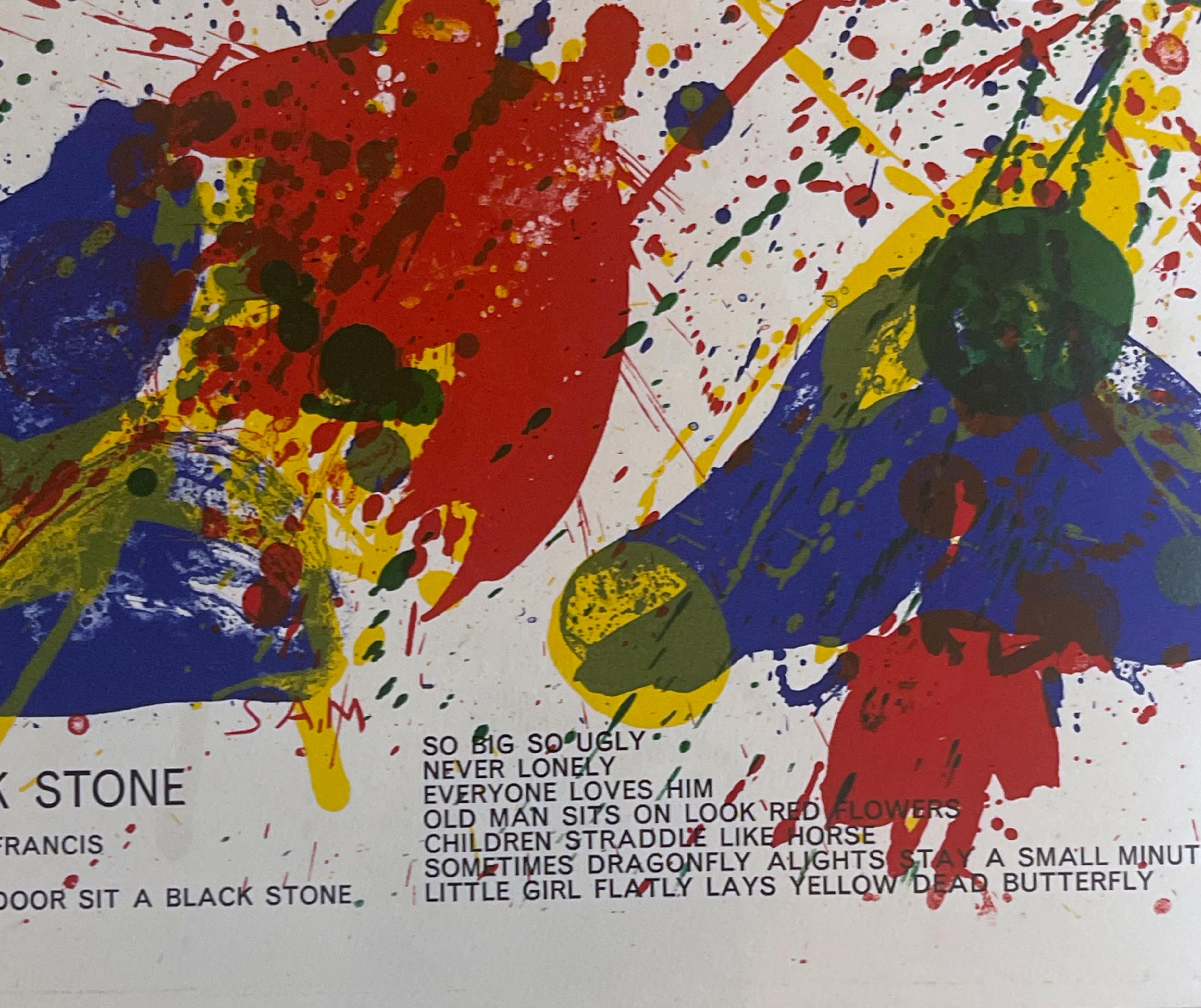 Black Stone, lithograph, hand signed Ed. of 85 from the Estate of Robert Indiana - Abstract Expressionist Print by Sam Francis