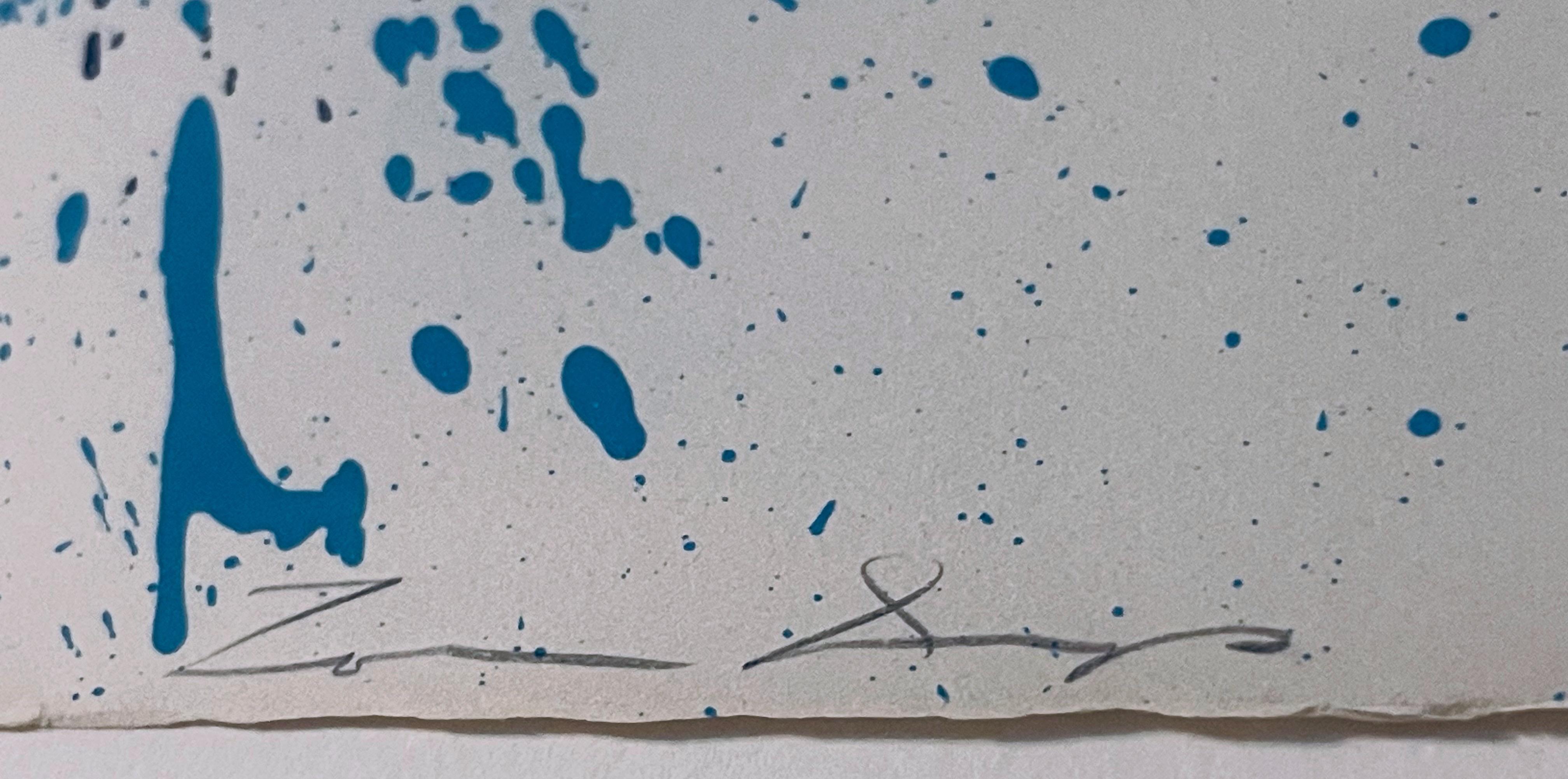 Blue-Violet, Lithographie, Stanford University Art Museum, Signée Ed. of 9, Encadrée - Gris Abstract Print par Sam Francis