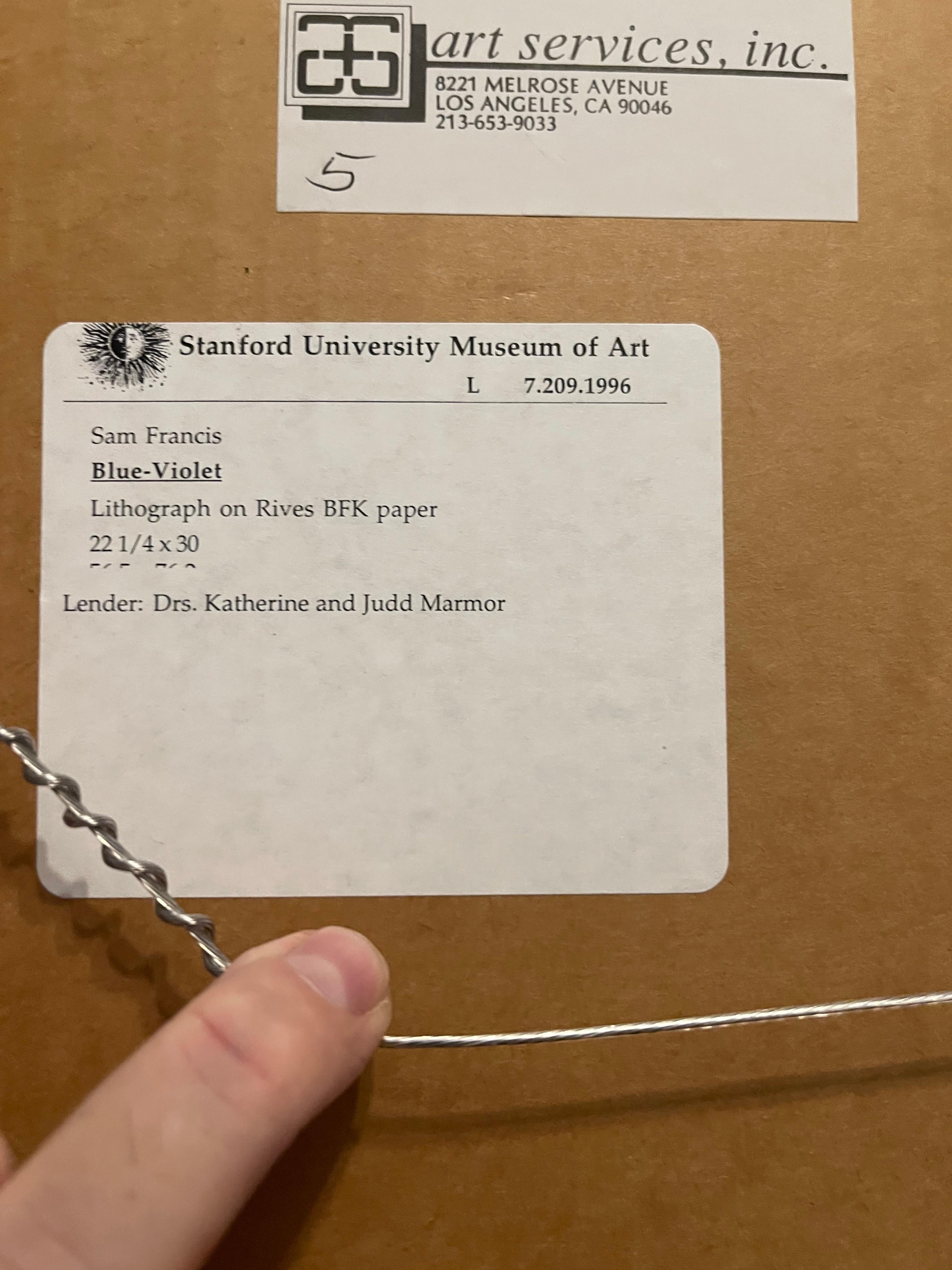 Blue-Violet, Lithographie, Stanford University Art Museum, Signée Ed. of 9, Encadrée en vente 1