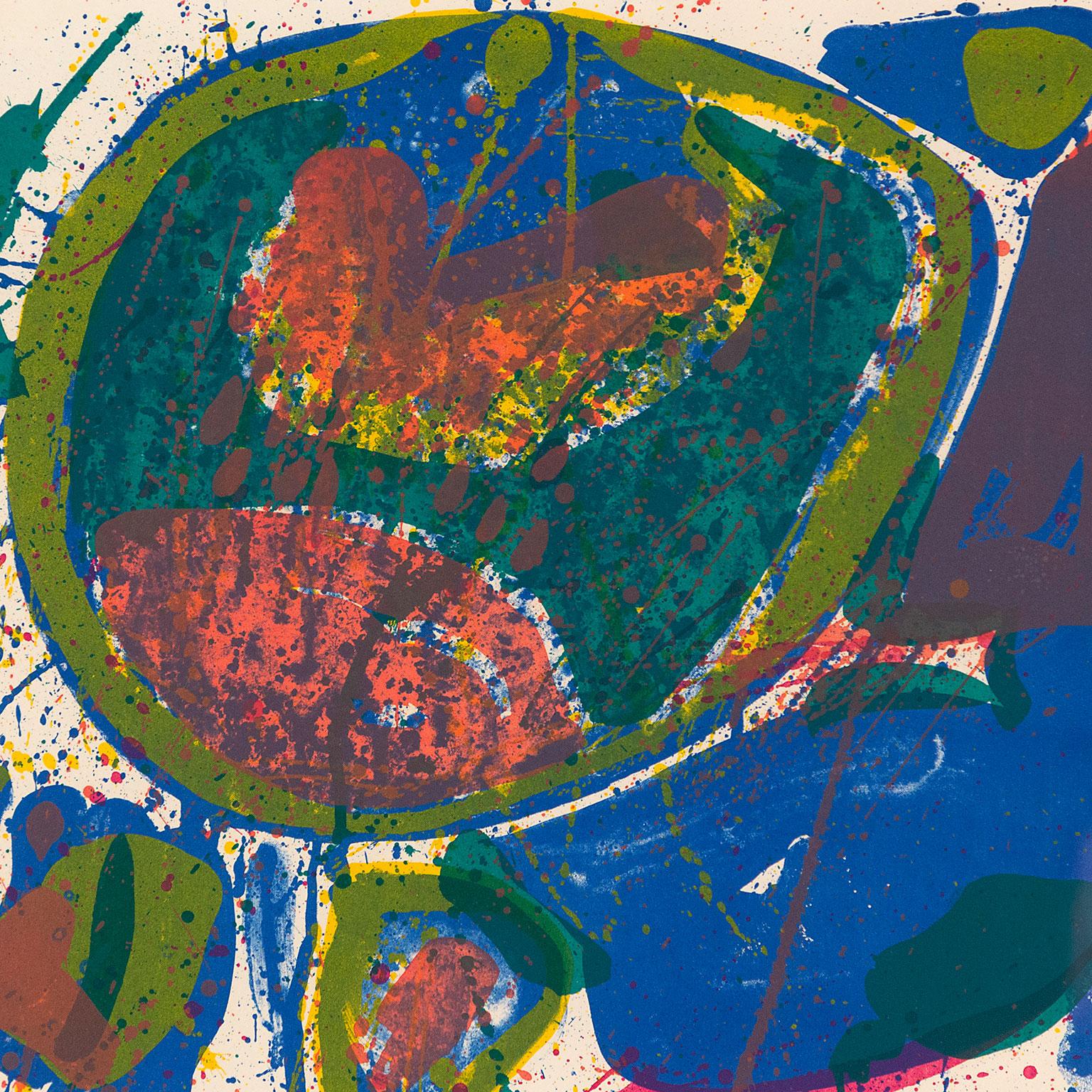 Bright Jade Ghost - White Abstract Print by Sam Francis