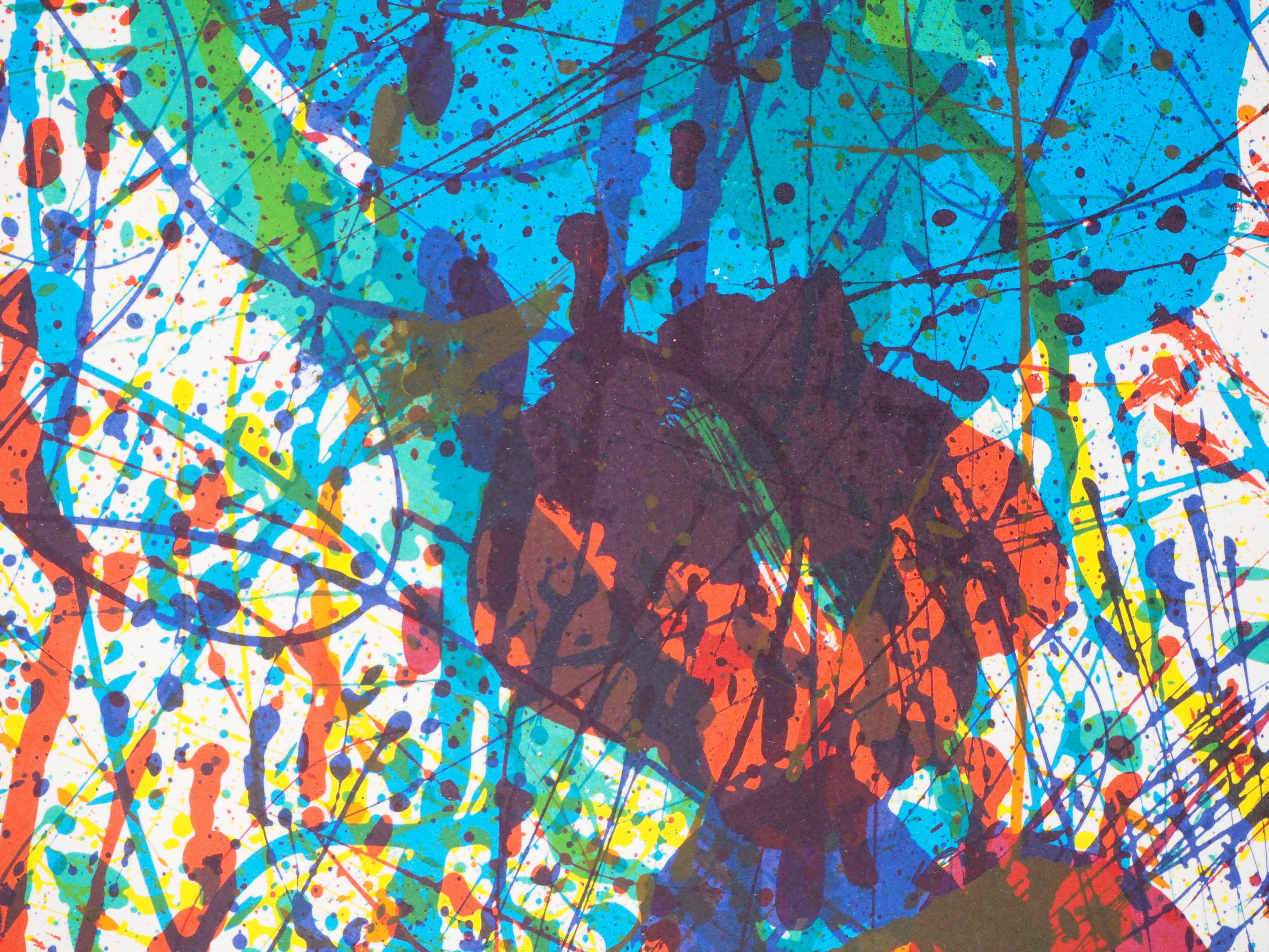 Farb Explosion – Original-Lithographie ( Maeght 1983) (Grau), Abstract Print, von Sam Francis