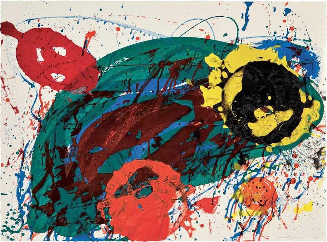 Created as an original screenprint by the artist in 1989, For Thirteen, by Sam Francis, is hand-signed in pencil, and numbered, measuring 28 x 38 in (71 x 96.5 cm), unframed.  It is from the edition of 115 and is noted as L.S20 in the artist’s