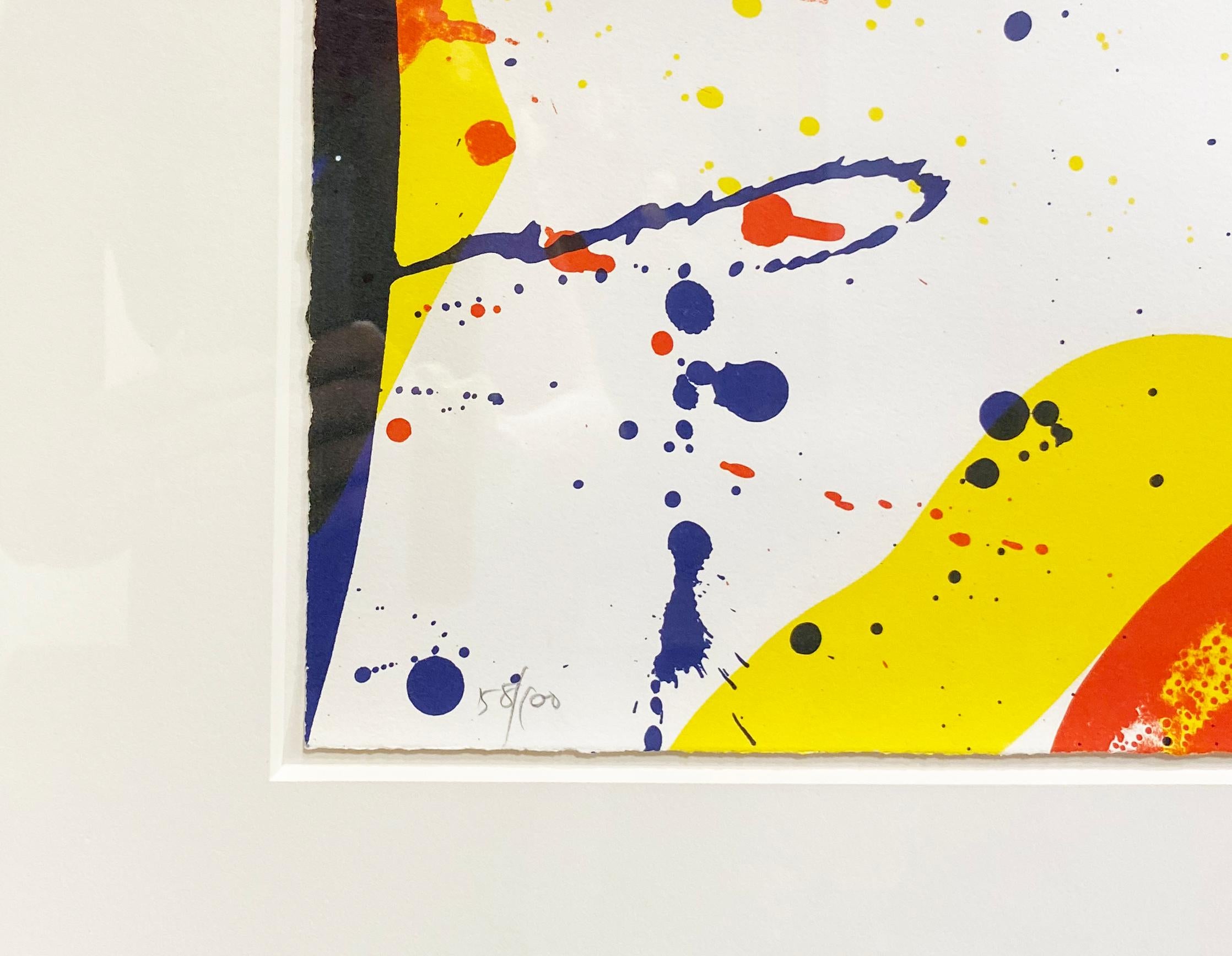 Encadré
Sam Francis (Américain, 1923-1994)
Edition 58/100 au crayon en bas à gauche
Signé au crayon en bas à droite
17 x 22 pouces
25.5 x 30.5 pouces

Peintre expressionniste abstrait* connu pour ses couleurs éclatantes et ses formes en forme