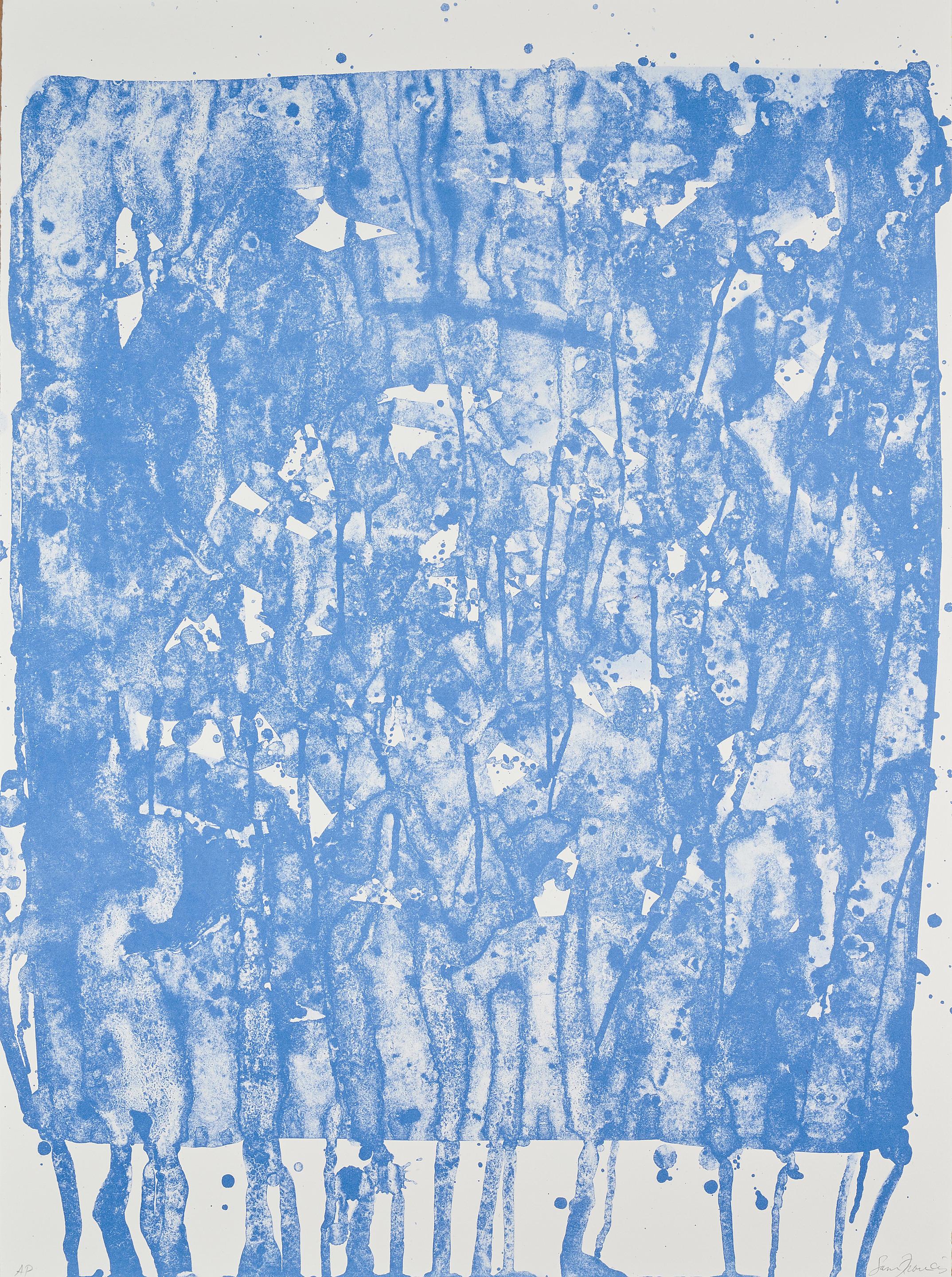 Papierski Portfolio Abstract Blue Dryping Expresionism Contemporary Decorative - Print by Sam Francis