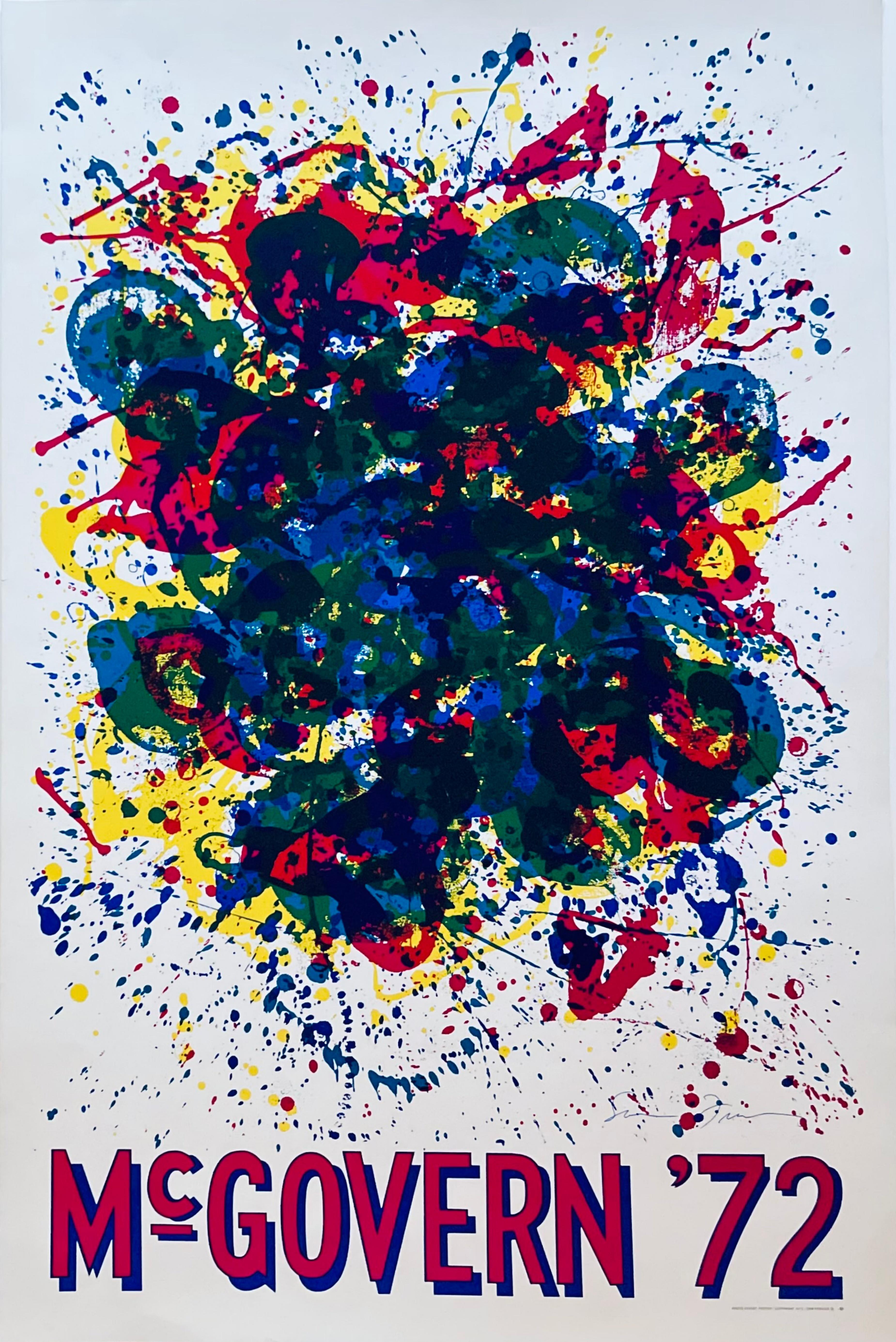 Poster de Sam Francis McGovern '72 (signé par Sam Francis) Lithographie abstraite