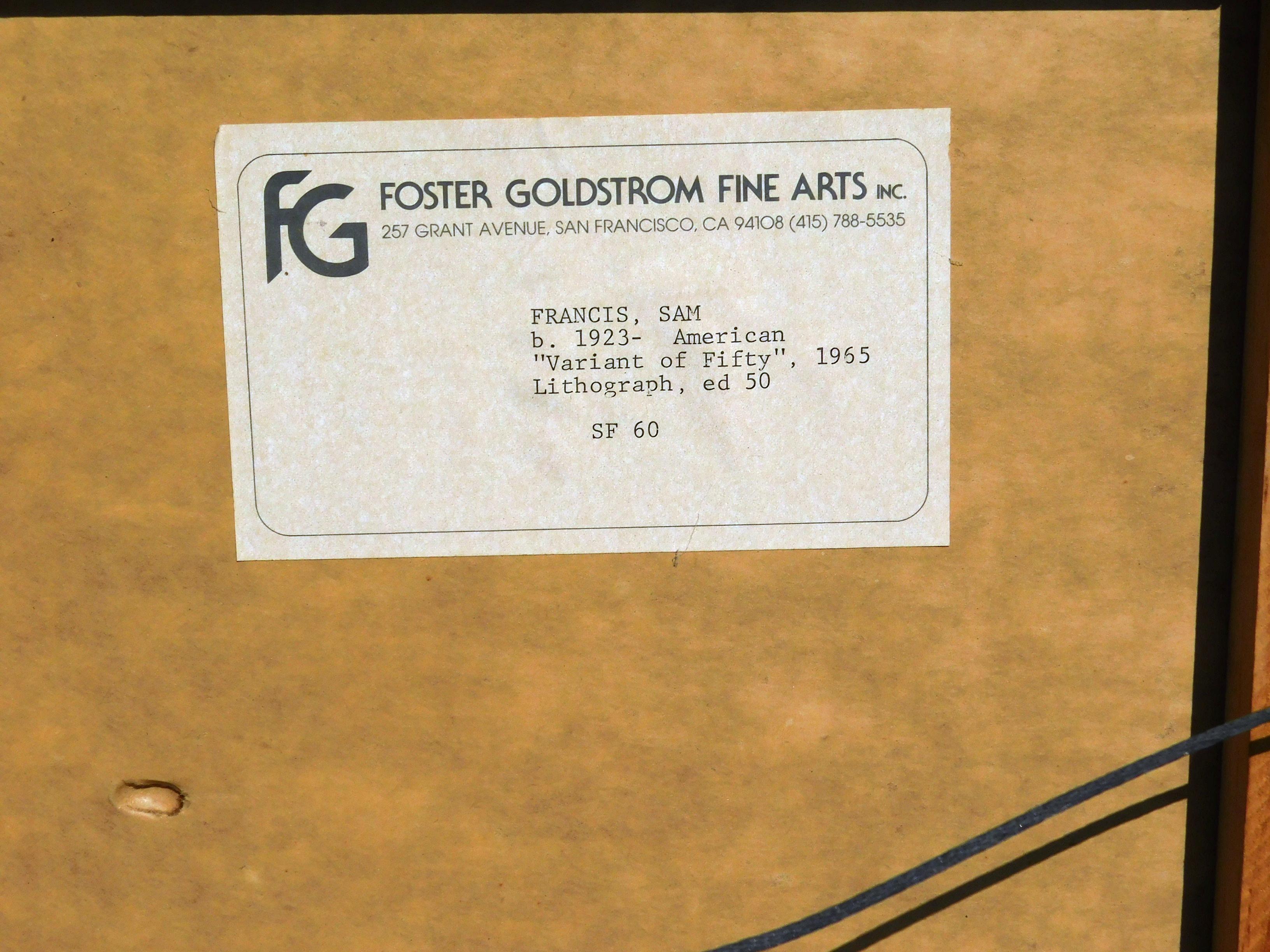 Original-Farblithographie von Sam Francis, 1965 – Variant of Fifty im Angebot 3