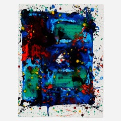 Sam Francis SF80-873 Original Painting Untitled Blue, Green, and Red Signed