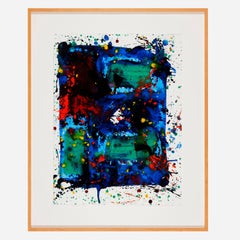 Sam Francis SF80-873 Original Painting Untitled Blue, Green, and Red Signed