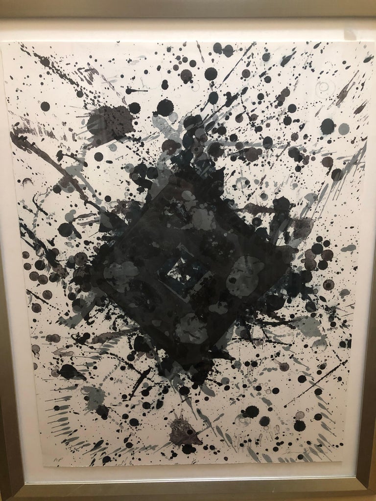 Sam Francis: 1923-1994. Well listed American abstract painter. He has auction results for paintings over 11.5 million dollars, and for prints over $100,000. This fantastic example of his splatter art is a lithograph measuring 23 3/4 inches high by