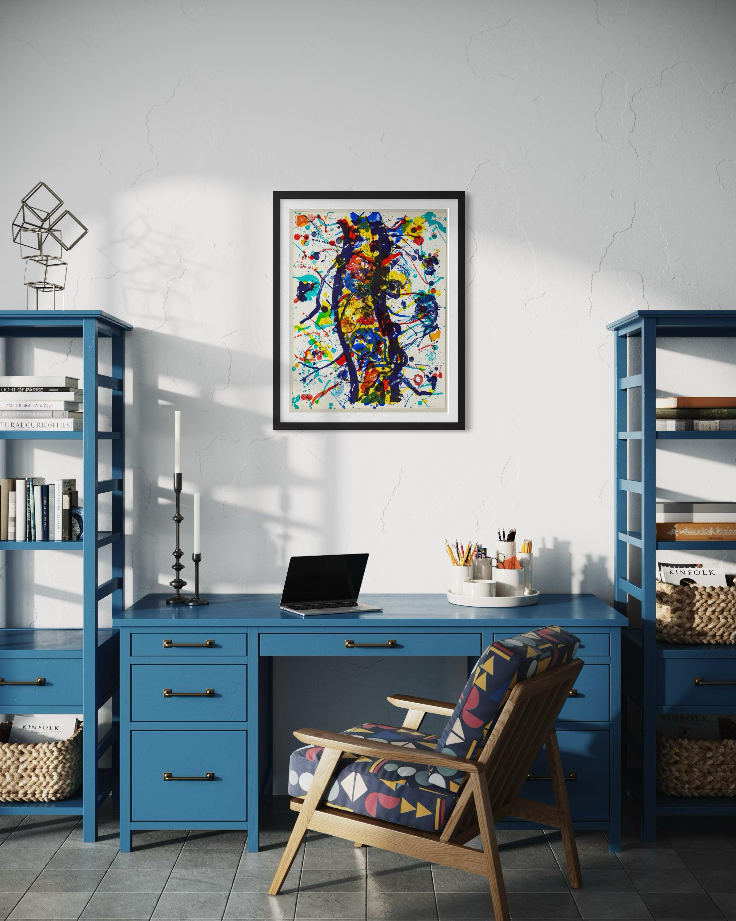 Artist: Sam Francis
Title: Untitled (Blue, Red, Yellow)
Medium: Color Lithograph
Year: 1986
Sheet Size: 25 1/4" x 19 1/2"
Edition: 38/55
Inscription: Signed and Numbered in Pencil on Front Lower Margin

"Untitled (Blue, Red, Yellow)" belongs to a