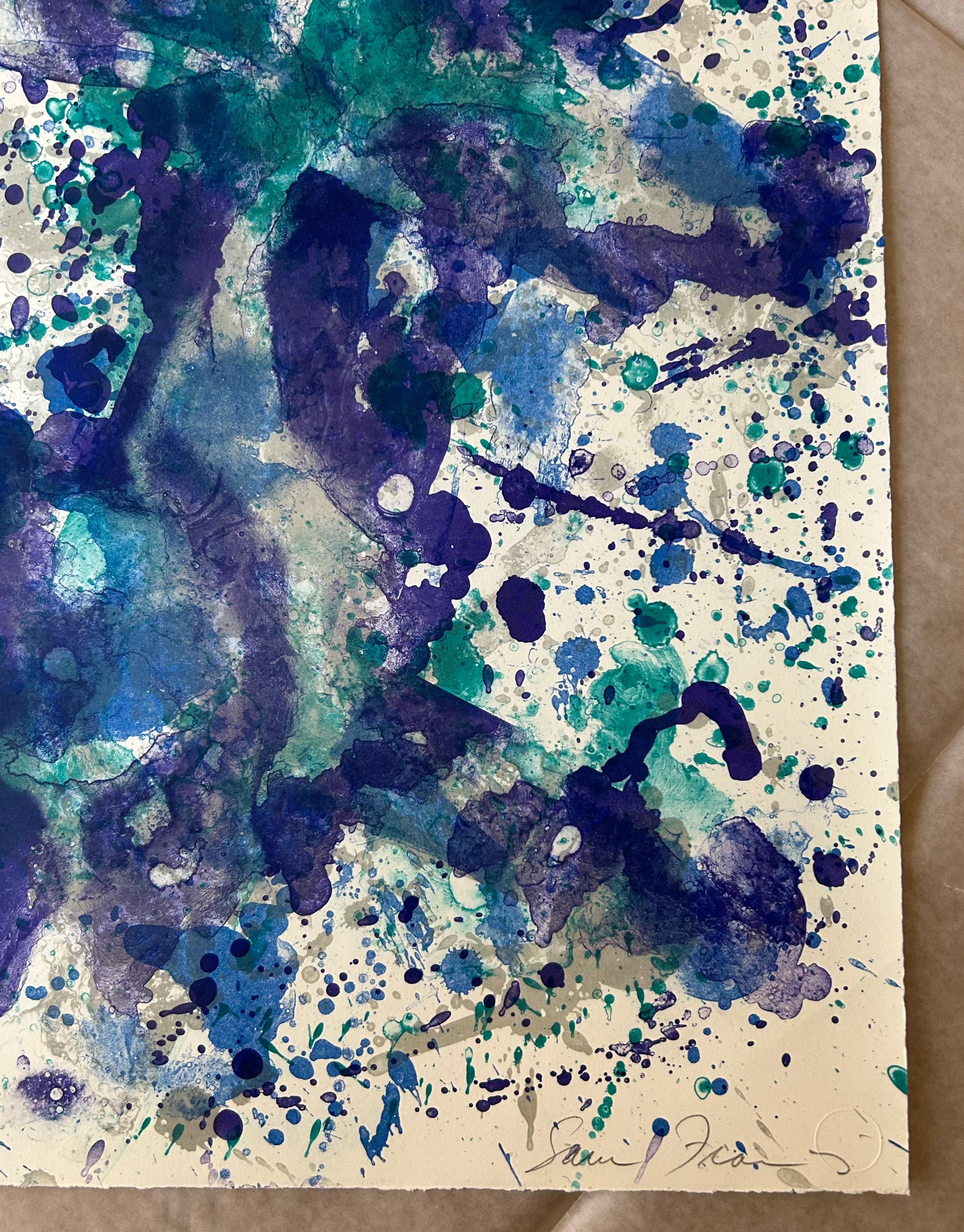 Smoke Sulphur SFE-183 - Blue Abstract Print by Sam Francis