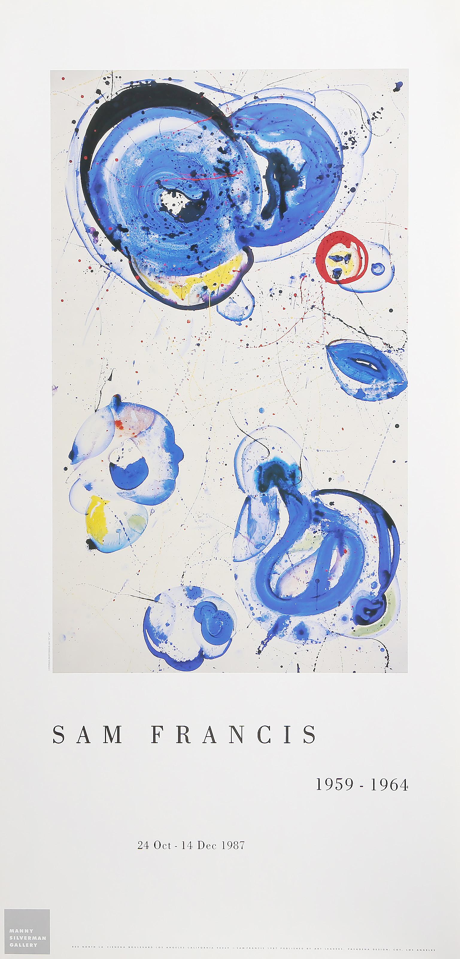  Sam Francis, Américain (1923 - 1994) -  Affiche sans titre de l'exposition Blue Balls, année :  1987, Moyen :  Poster, Taille :  39.5 x 19 in. (100.33 x 48.26 cm) 