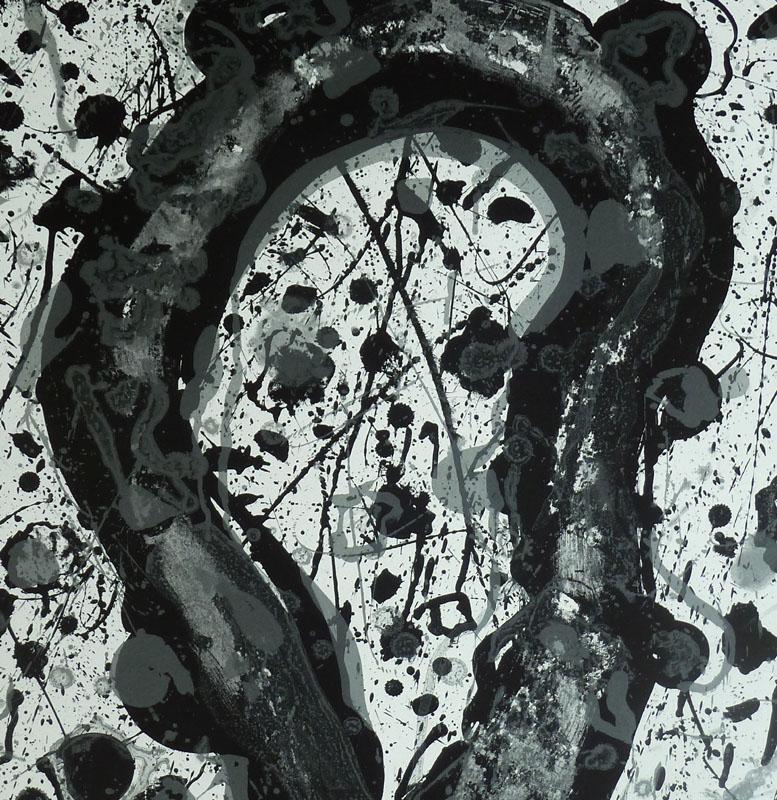 Senza titolo (SF-314) Michel Waldberg: Poesie del cielo - Abstract Print Nero di Sam Francis