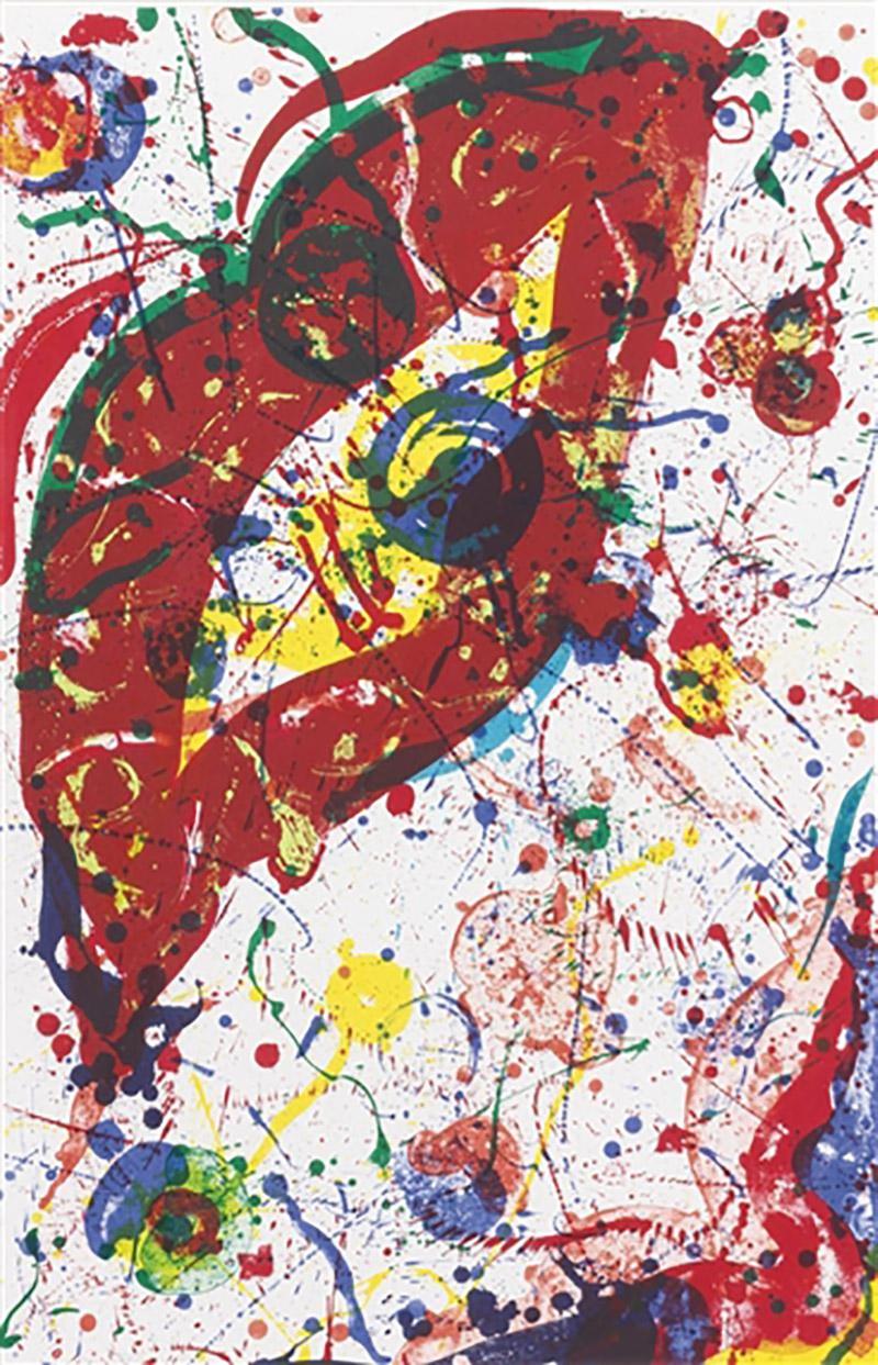 Untitled SF-331, 1988 Lithograph printed in colors on PTI # 120 Waterleaf paper - Print by Sam Francis