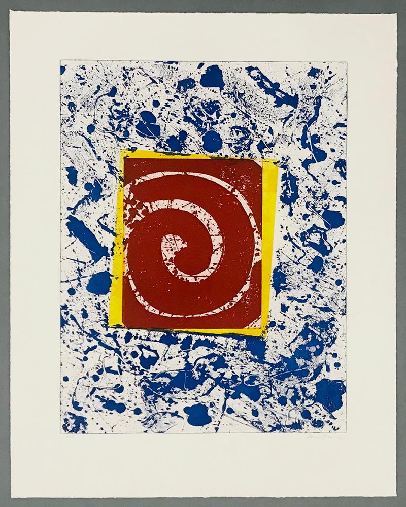 Sans titre SFE-003 (bleu, rouge et jaune) - Expressionnisme abstrait américain - Print de Sam Francis