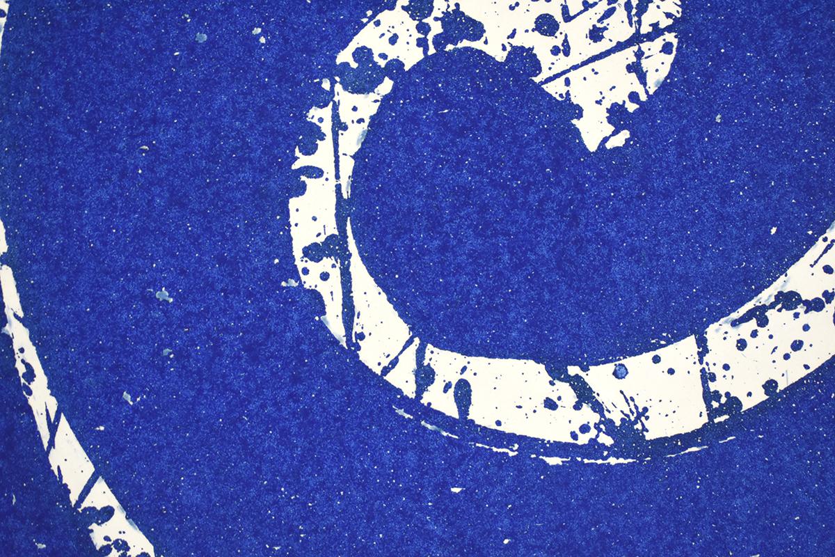 Untitled SFE-003 (Dark Blue) - American Abstract, Post War Art - Purple Abstract Print by Sam Francis