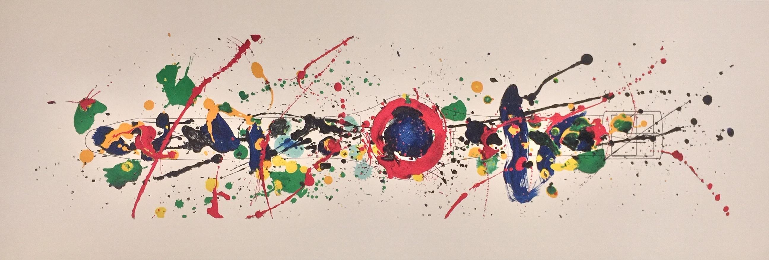 This lithograph by Sam Francis was printed at the Atelier Mourlot in Paris in 1992.  It was a part of an edition of 2,500 and was commissioned by the watch company Swatch. 

Francis was an American artist known for his exuberantly colorful,