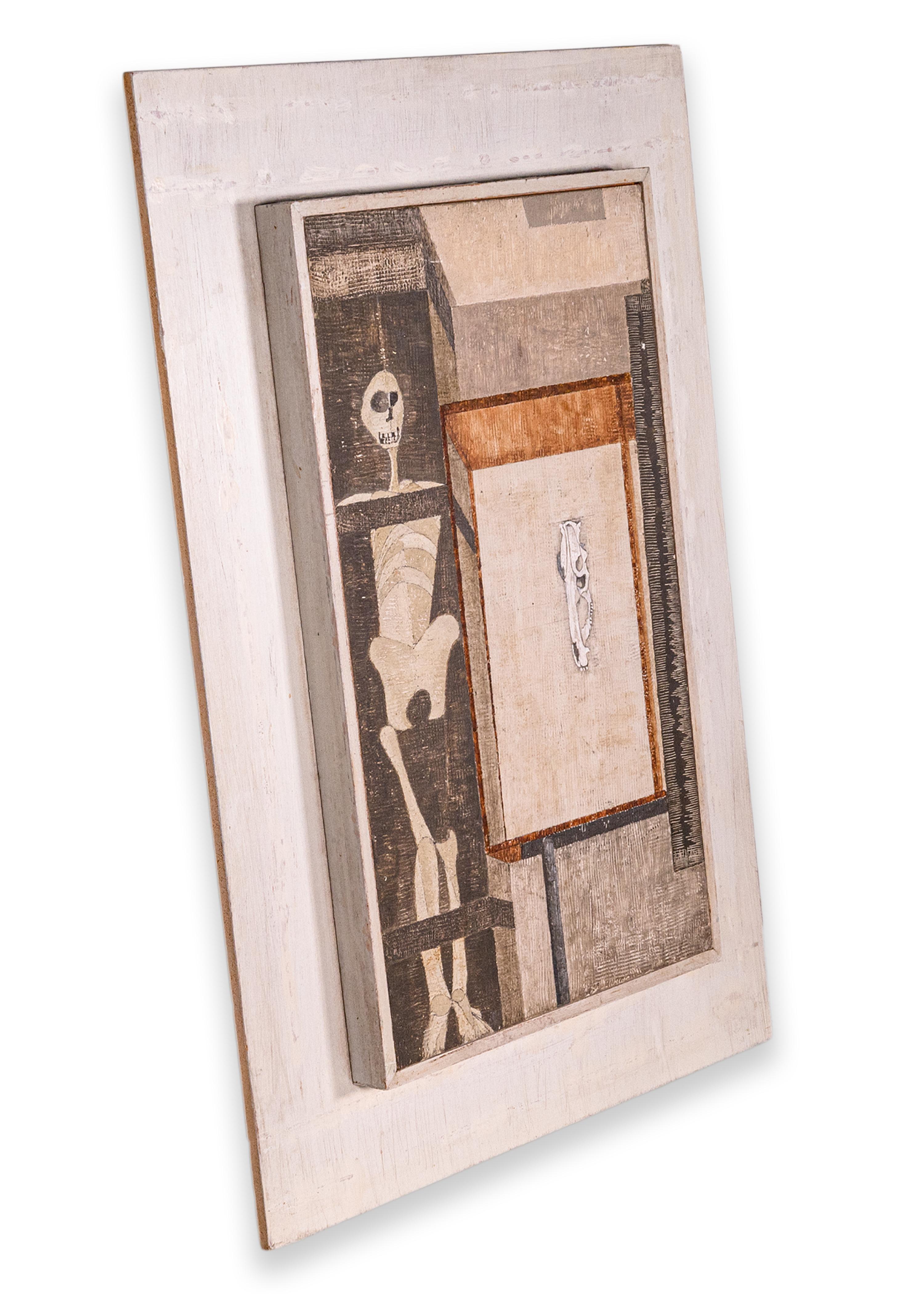 Sam Gamburd Firmato Pittura a olio surrealista moderna Studio su tavola Incorniciato 1960s in vendita 5