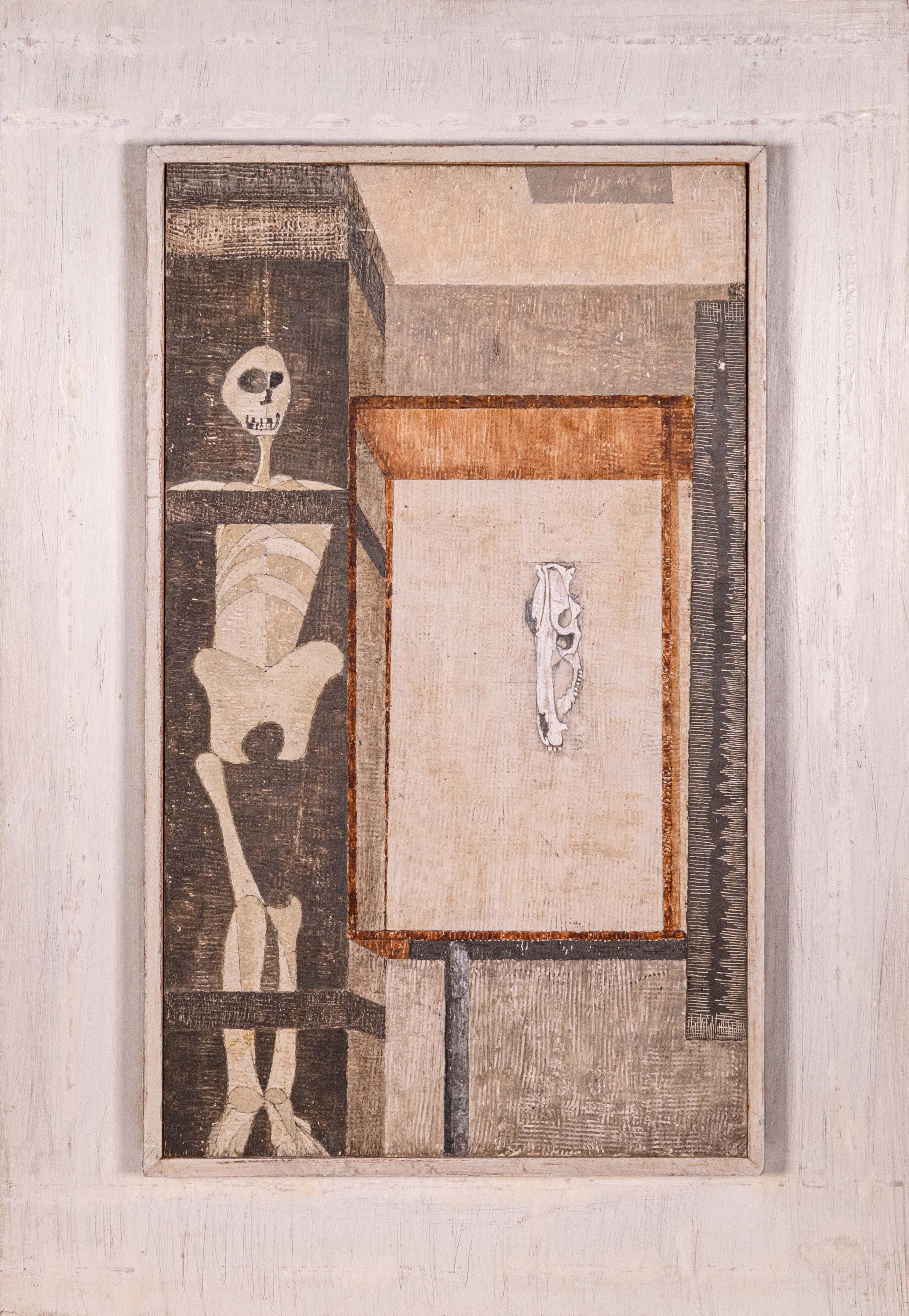 Un moderno studio surrealista di pittura a olio su tavola intitolato 