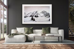 Chamonix, France Alps, Skiing Art, Mountain Painting, Black and White Landscape