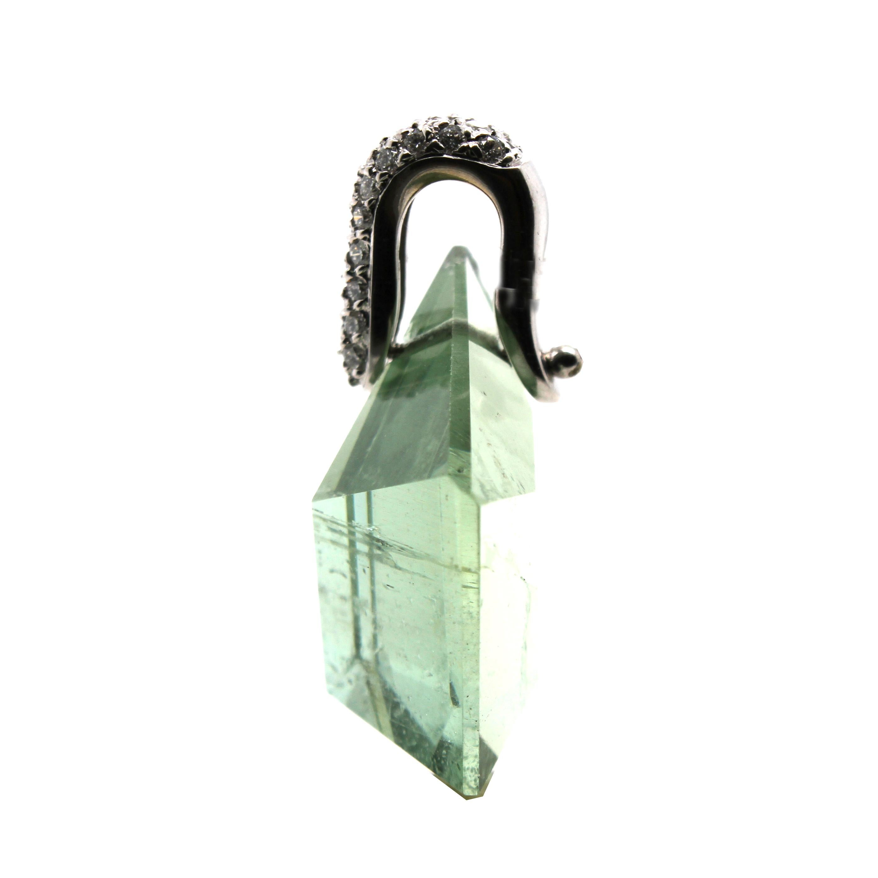 Mixed Cut Sam Getz Green Beryl and Diamond Pendant For Sale