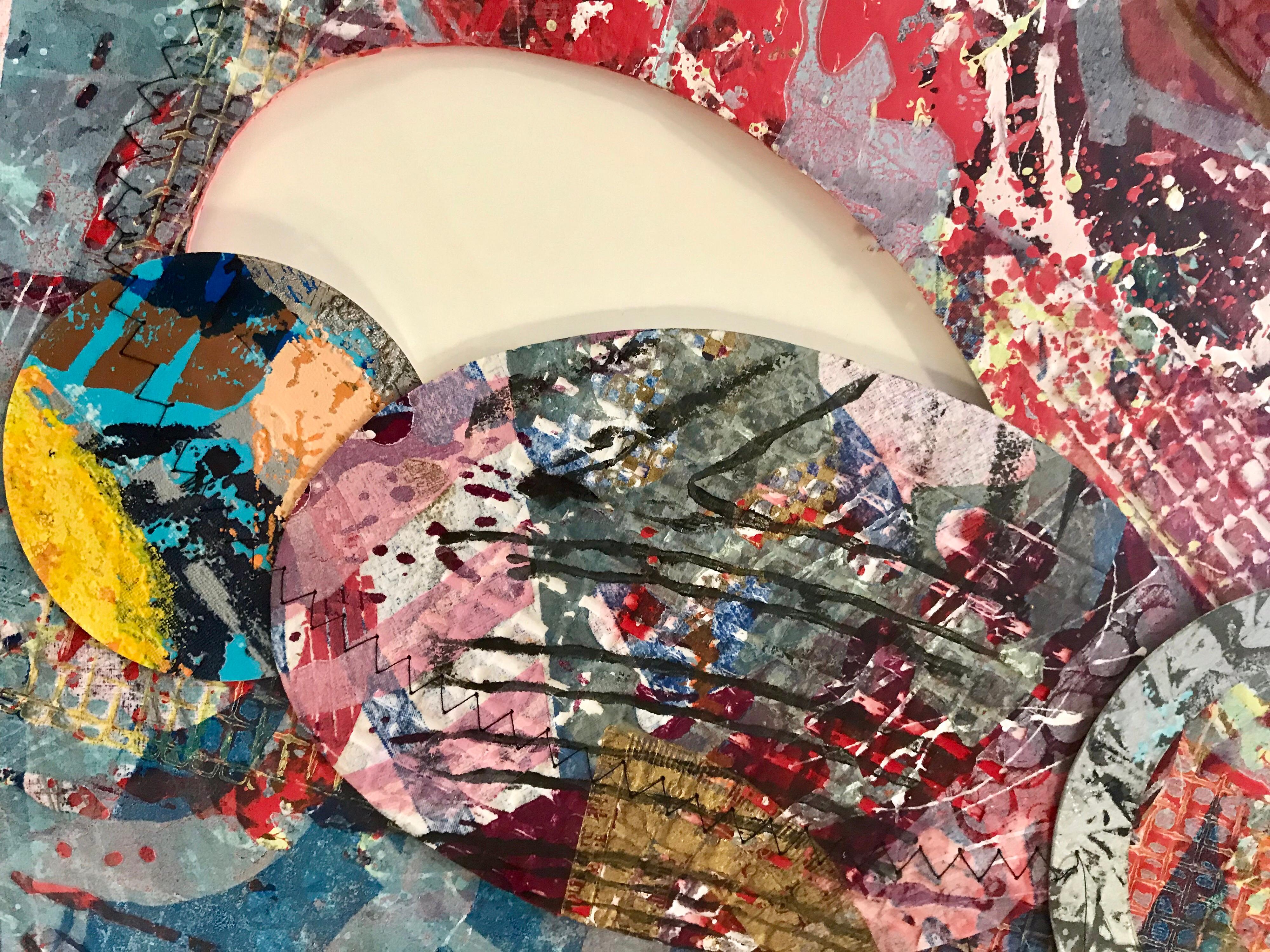 Hand-Painted Sam Gilliam Mixed-Media Collage 