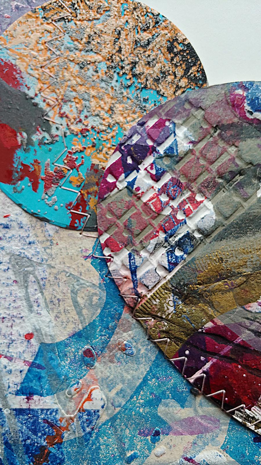 Manet Acrylic, collage, relief, handmade paper, screen print, cutouts Stitching For Sale 5