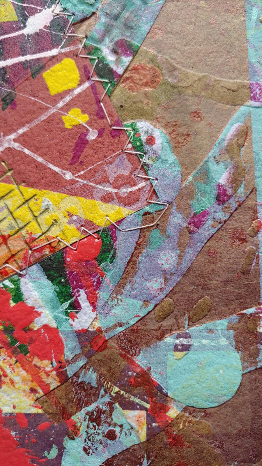 Manet Acrylique, collage, peinture en relief, sérigraphie, découpage et couture en vente 1
