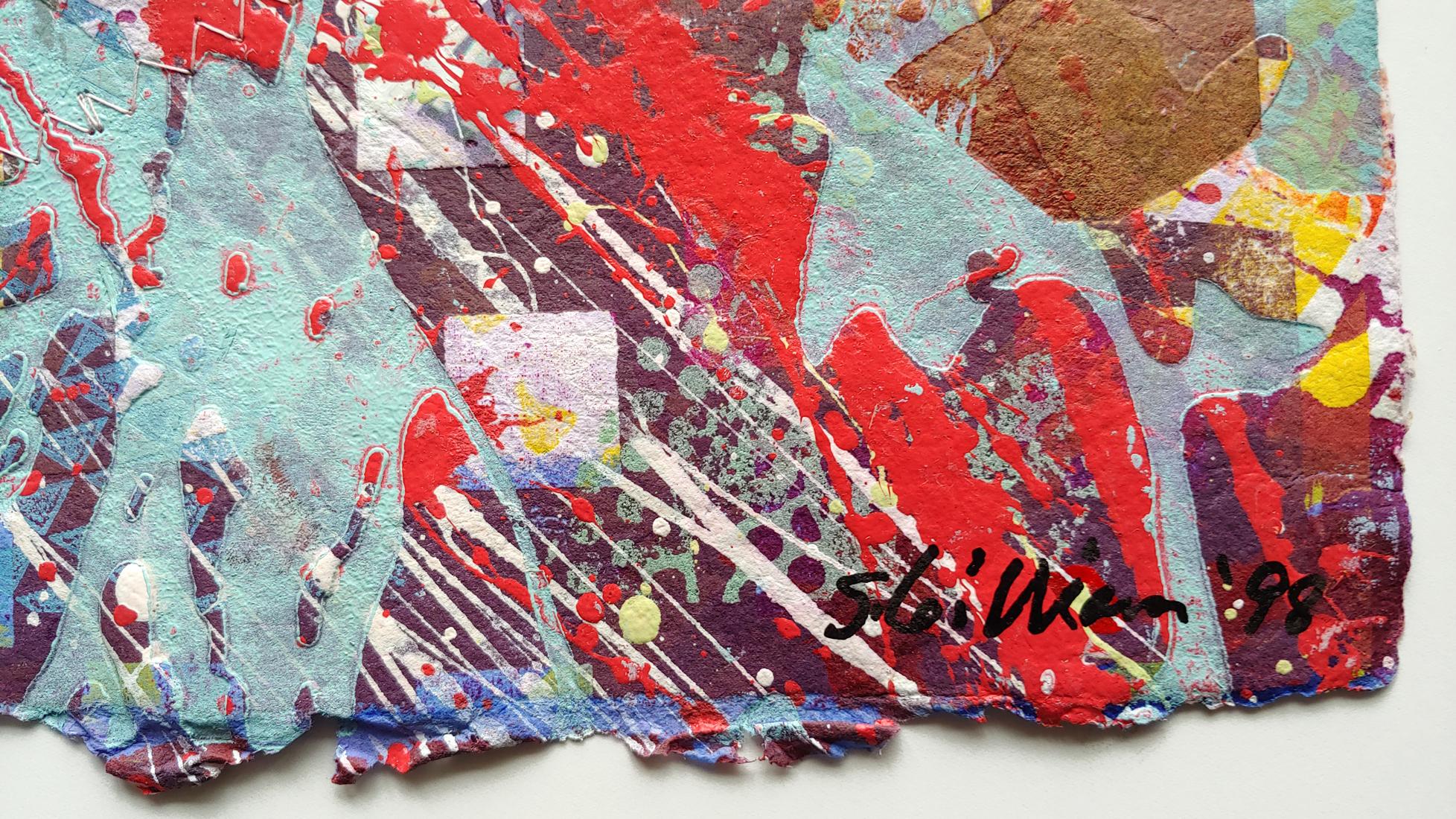 Manet Acrylique, collage, peinture en relief, sérigraphie, découpage et couture en vente 2