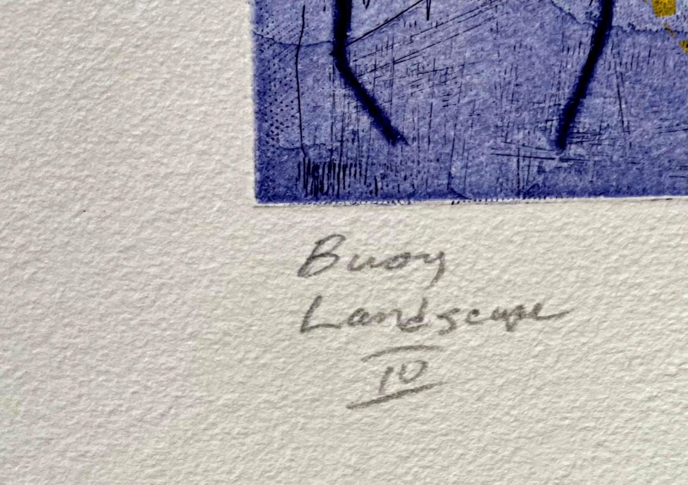 Buoy Landscape IV, technique mixte signée/n édition limitée impression en relief Ab Ex  - Expressionnisme abstrait Print par Sam Gilliam