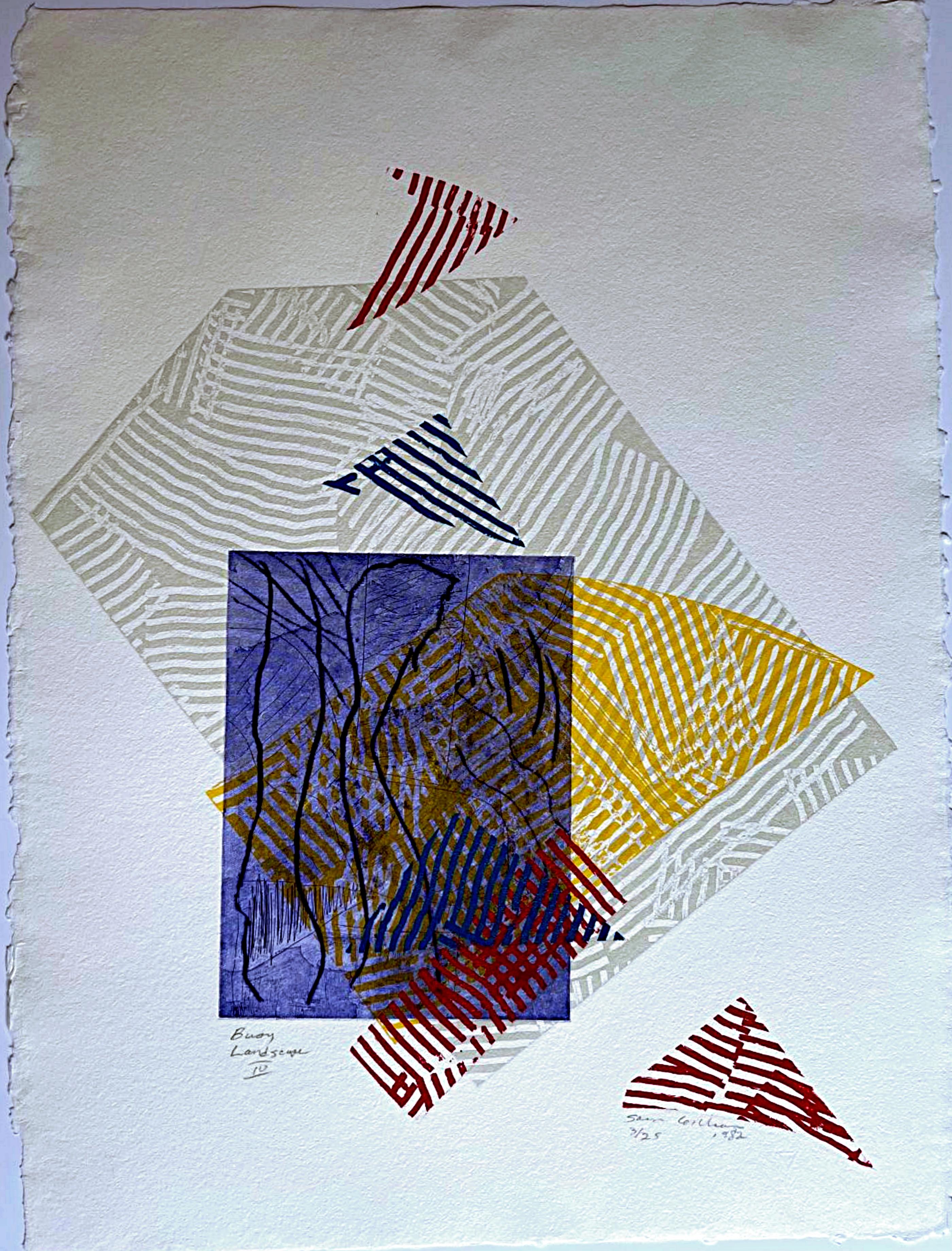 Abstract Print Sam Gilliam - Buoy Landscape IV, technique mixte signée/n édition limitée impression en relief Ab Ex 