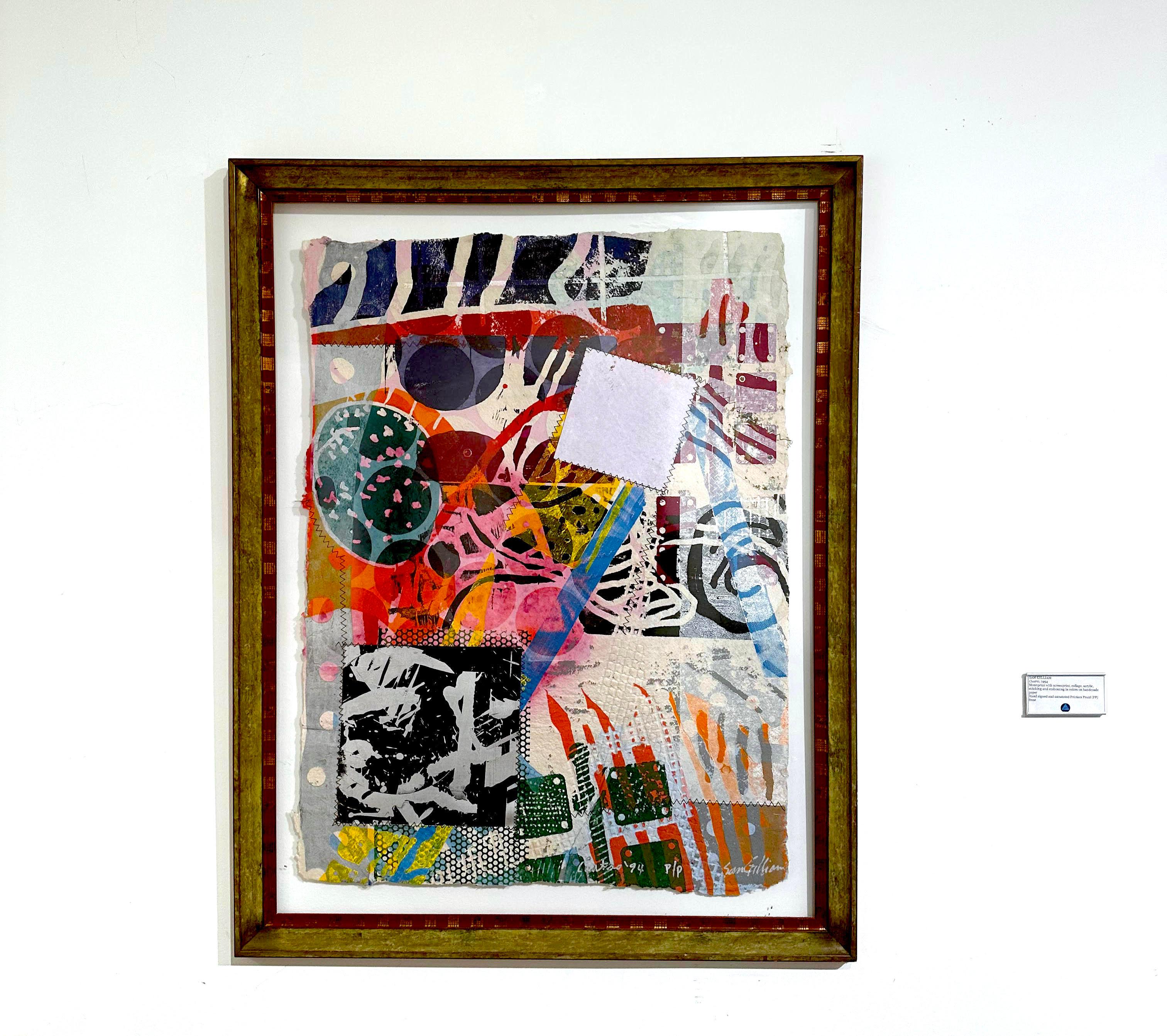 Cuatro, Monocopia con serigrafía collage acrílico, cosido y estampado Firmado en venta 6
