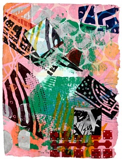 Sam Gilliam - Monoprint with collage acrylic stitching & embossing Signed Framed