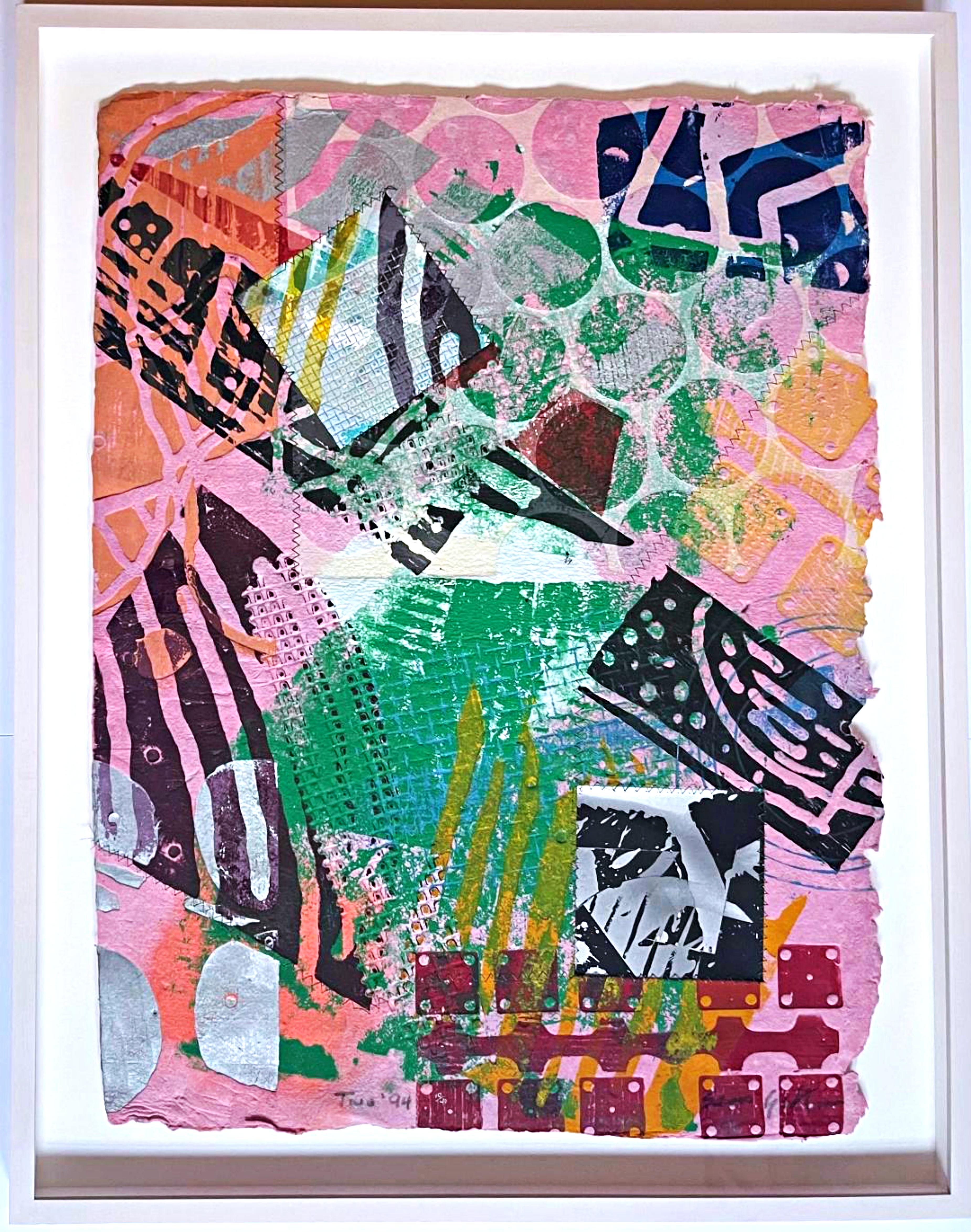 Sam Gilliam, Monoprint with collage acrylic, stitching & embossing Signed Framed