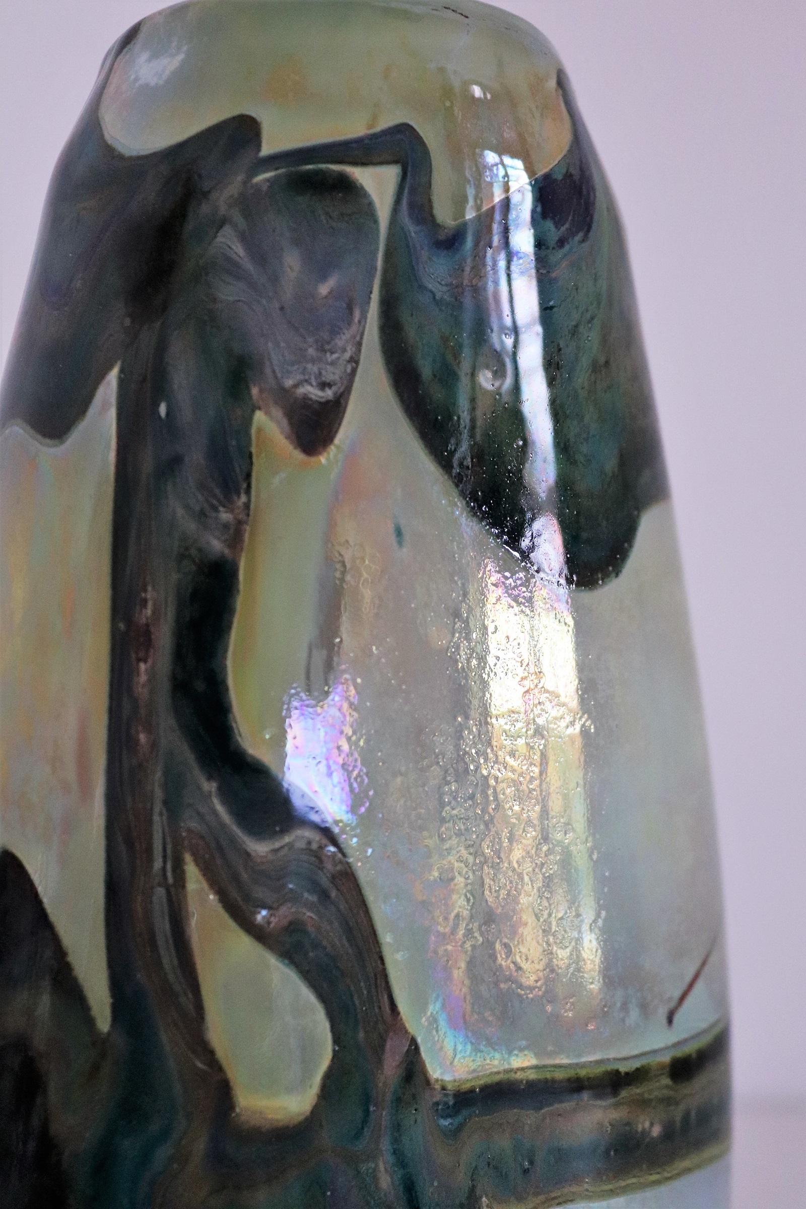 Sam Herman Glass Collectors Vase in Green for Val St. Lambert, 1970s 3