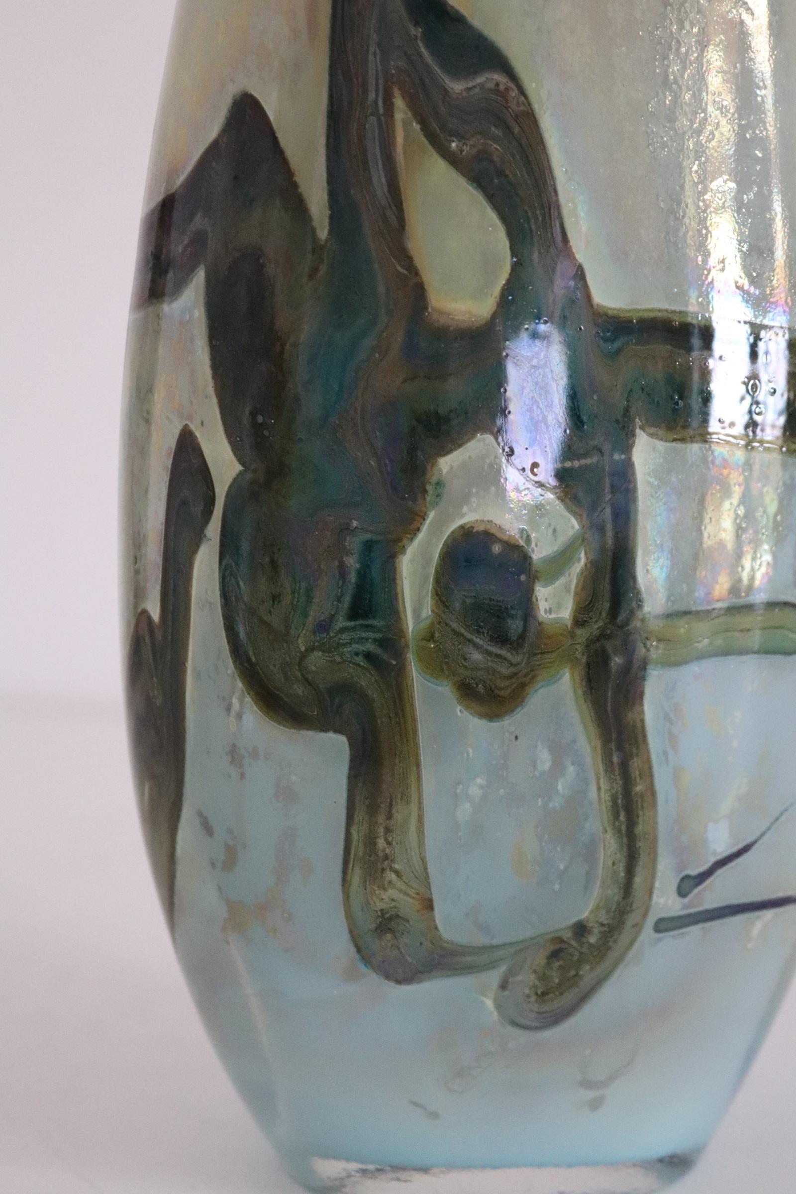Sam Herman Glass Collectors Vase in Green for Val St. Lambert, 1970s 5