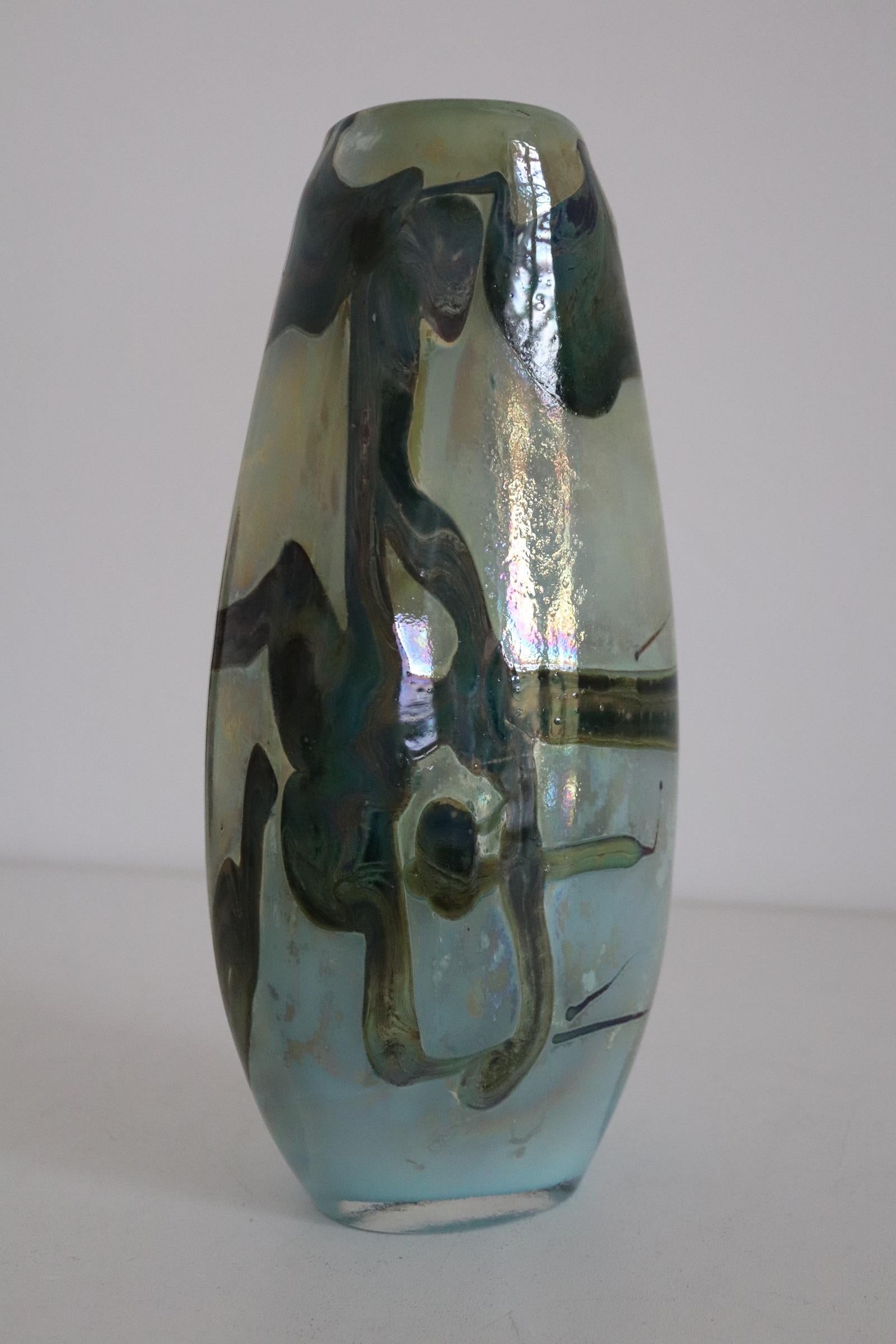 Sam Herman Glass Collectors Vase in Green for Val St. Lambert, 1970s 7