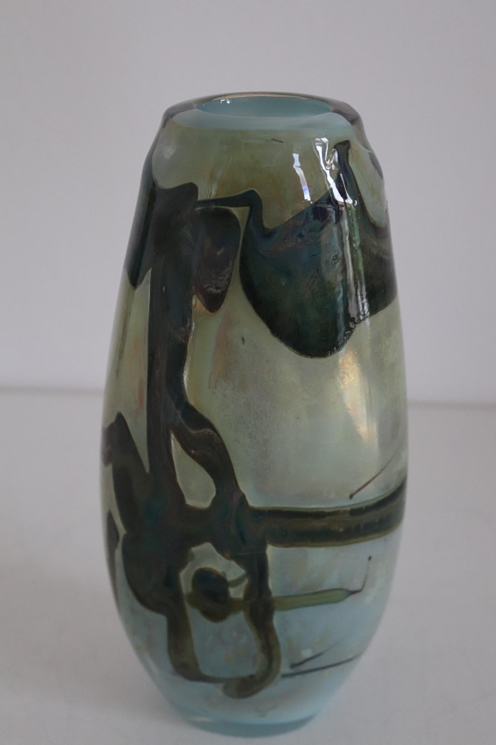 Sam Herman Glass Collectors Vase in Green for Val St. Lambert, 1970s 8