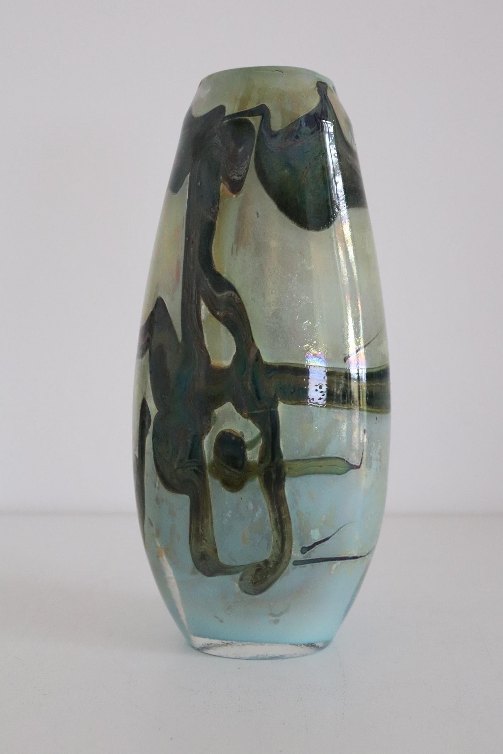 Sam Herman Glass Collectors Vase in Green for Val St. Lambert, 1970s 9