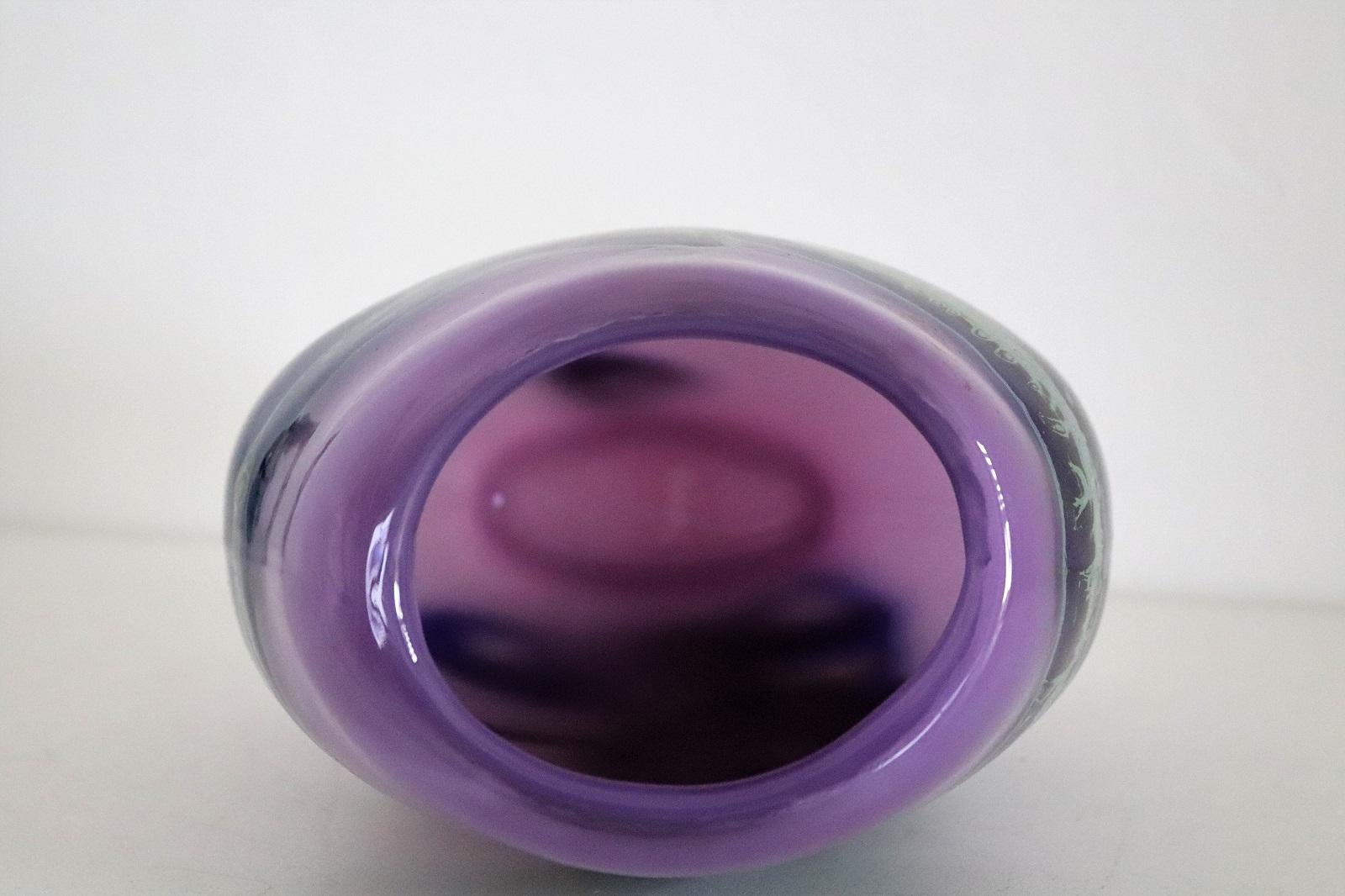 Sam Herman Glass Collectors Vase in Purple for Val St. Lambert, 1970s In Good Condition In Morazzone, Varese