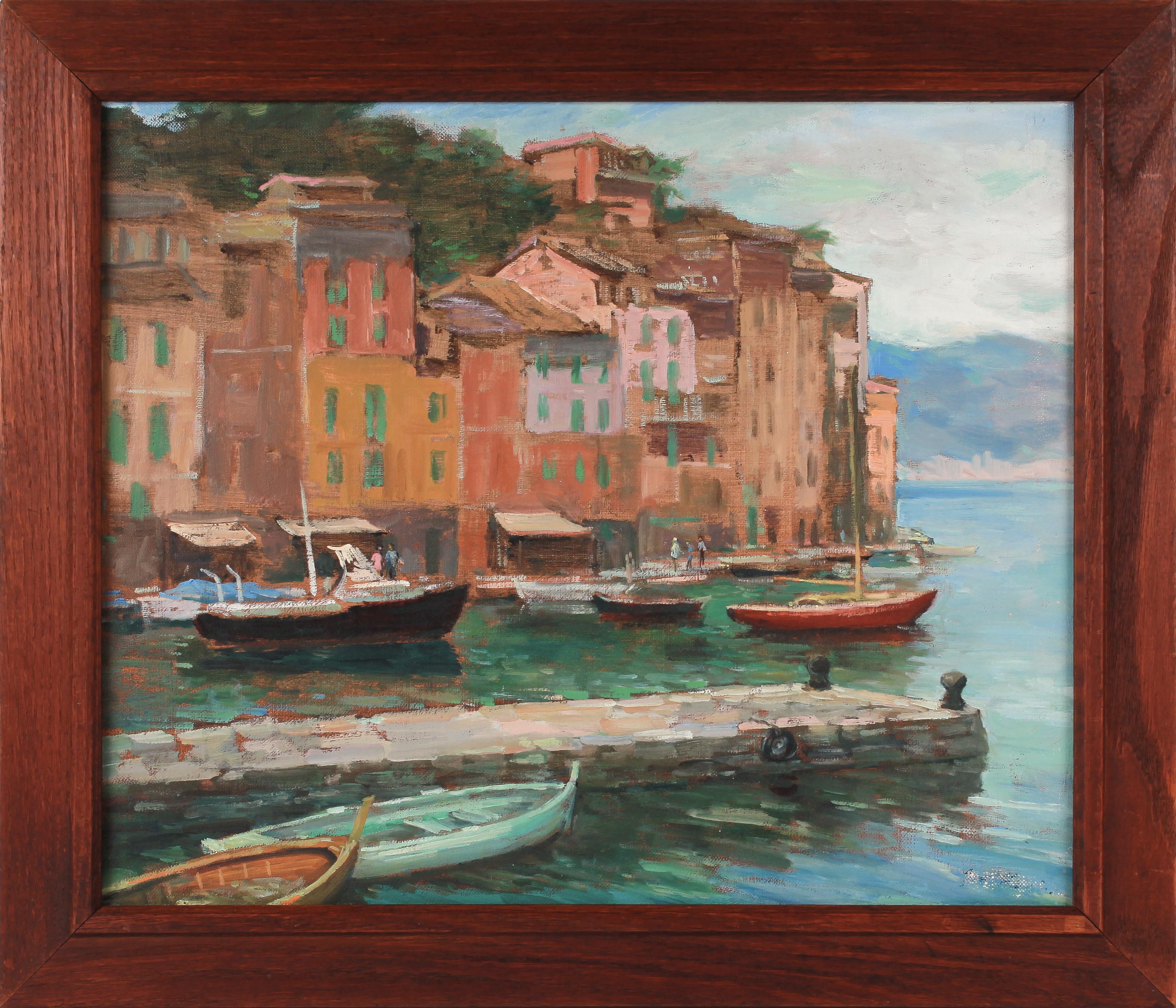 Sam Hugh Harris Landscape Painting - "Portofino Afternoon" 20th Century European Oil