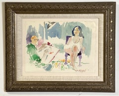 Artista y Modelo 2011 Pintura en acuarela enmarcada