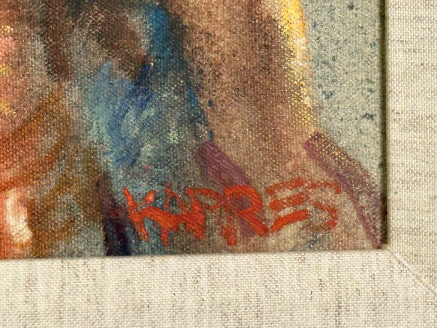 Artista y Modelos 1990 Cuadro enmarcado Acrílico sobre lienzo - Figurative Painting Marrón de Sam Karres