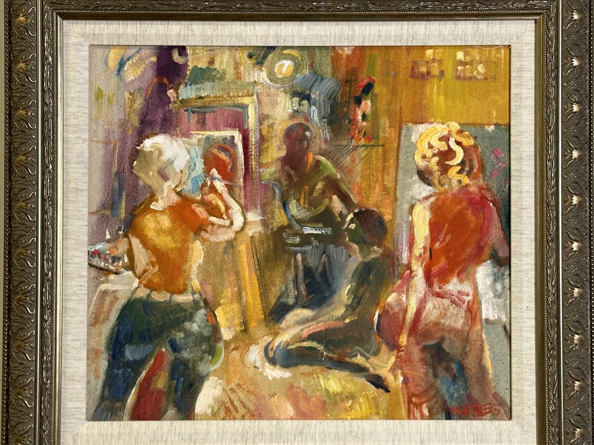 Artista y Modelos 1990 Cuadro enmarcado Acrílico sobre lienzo en venta 3