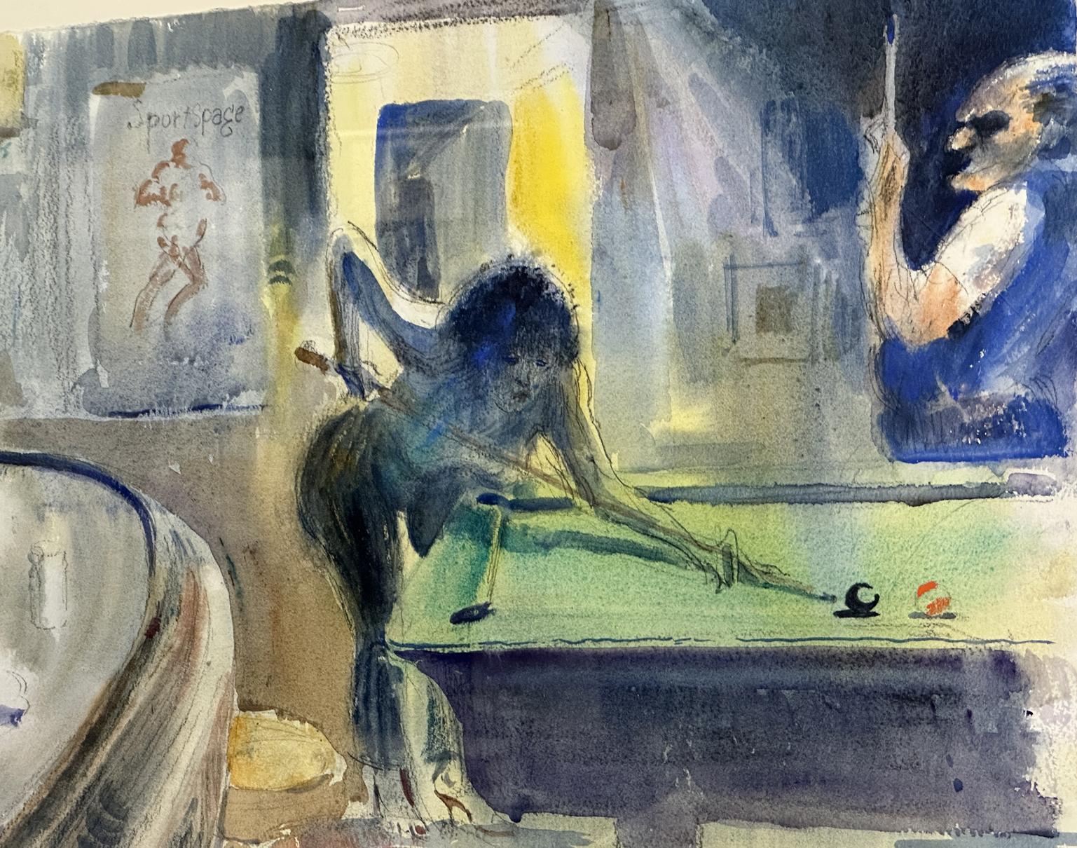 Name des Künstlers: Sam Karres
Titel: Gemütliche Eckkneipe Wyandotte MI  BESCHICHTET 9-7-83
Jahr: 1983
Medium Typ: Aquarell auf Papier
Papierformat-Breite  Größe-Höhe: 15'' x 23