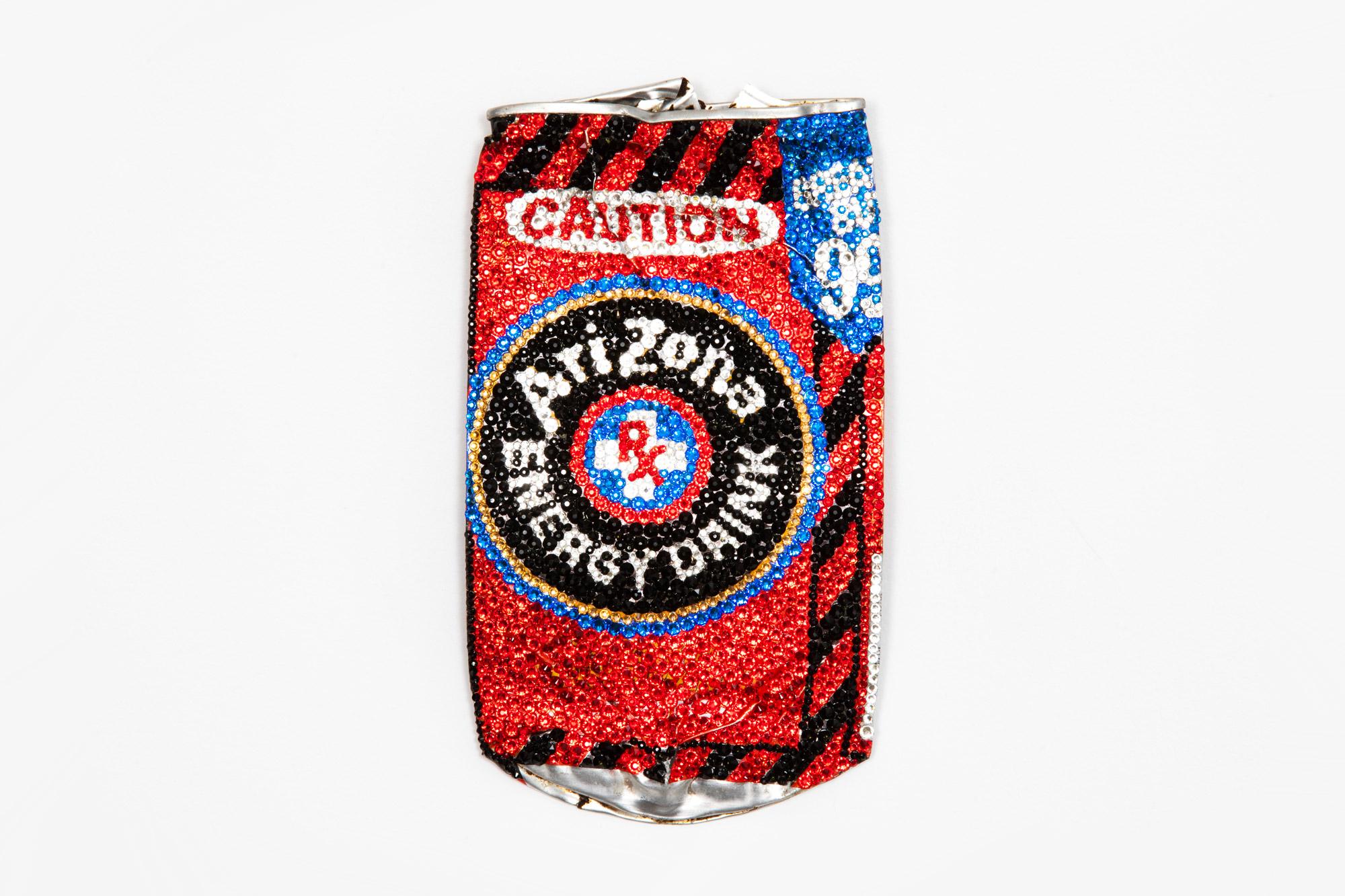 Sculpture made from Swarovski crystals and a found, car-flattened 