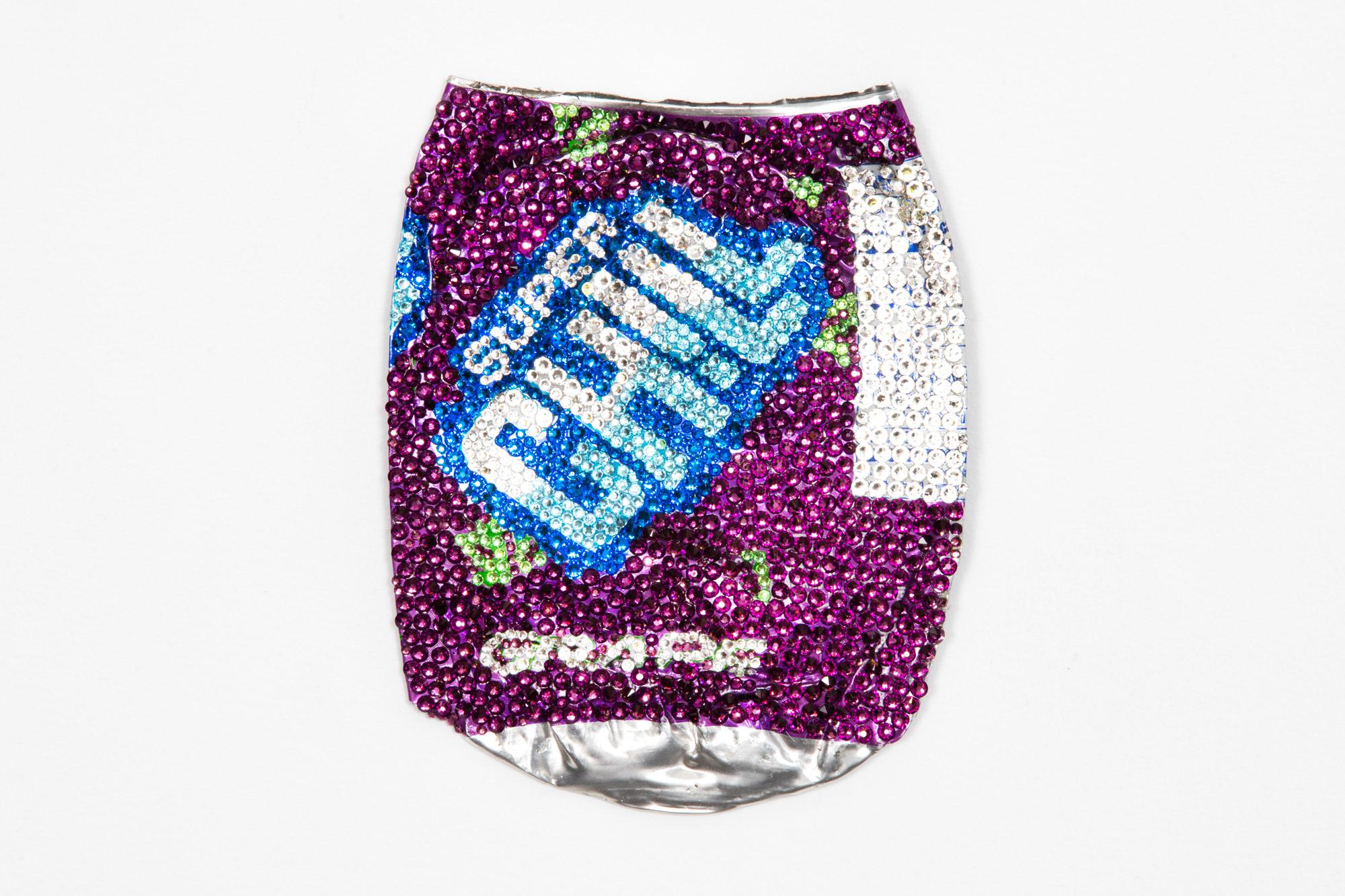 Sculpture made from Swarovski crystals and a found, car-flattened 