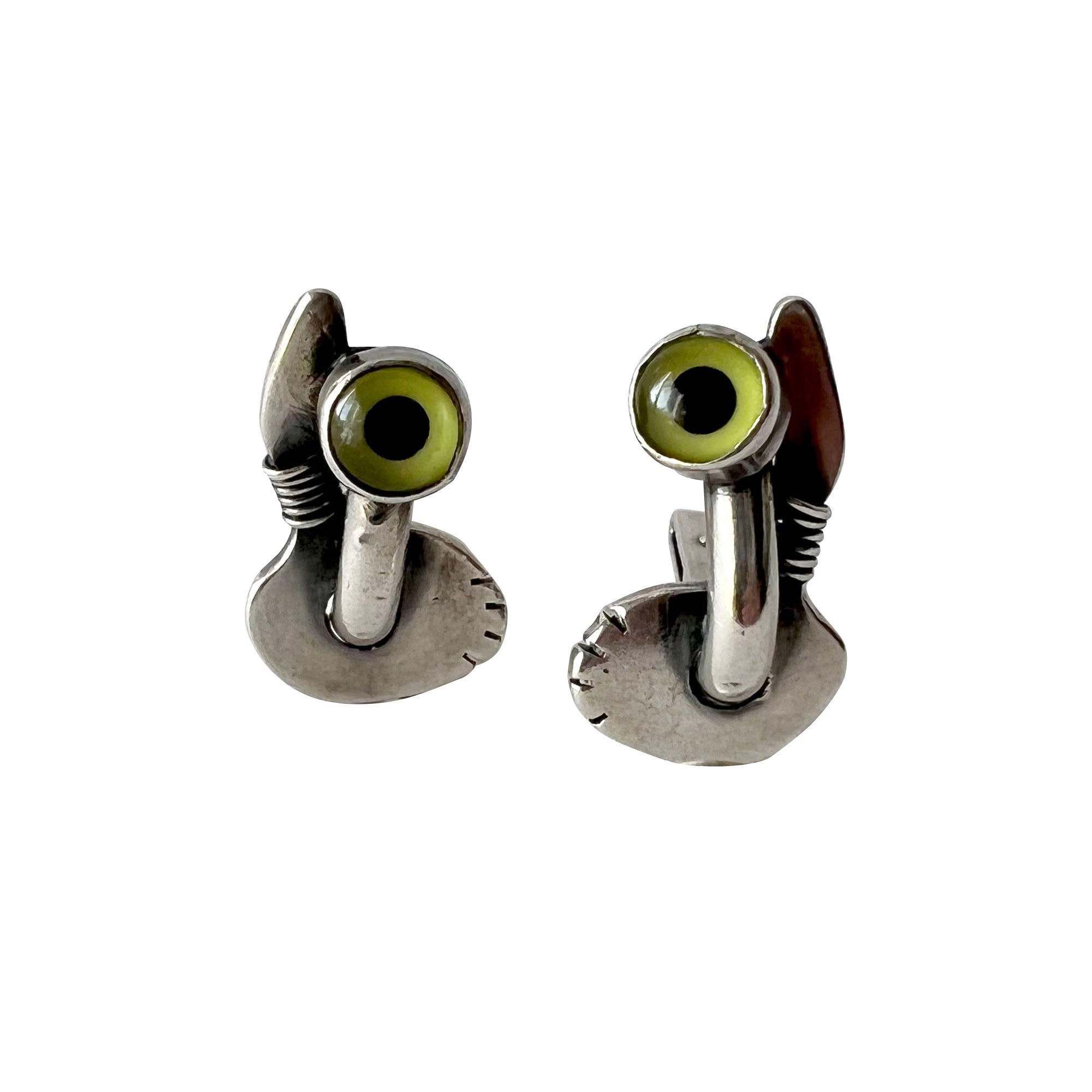 Sam Kramer Surrealist New York Studio Sterling Taxidermy Eye Cufflinks