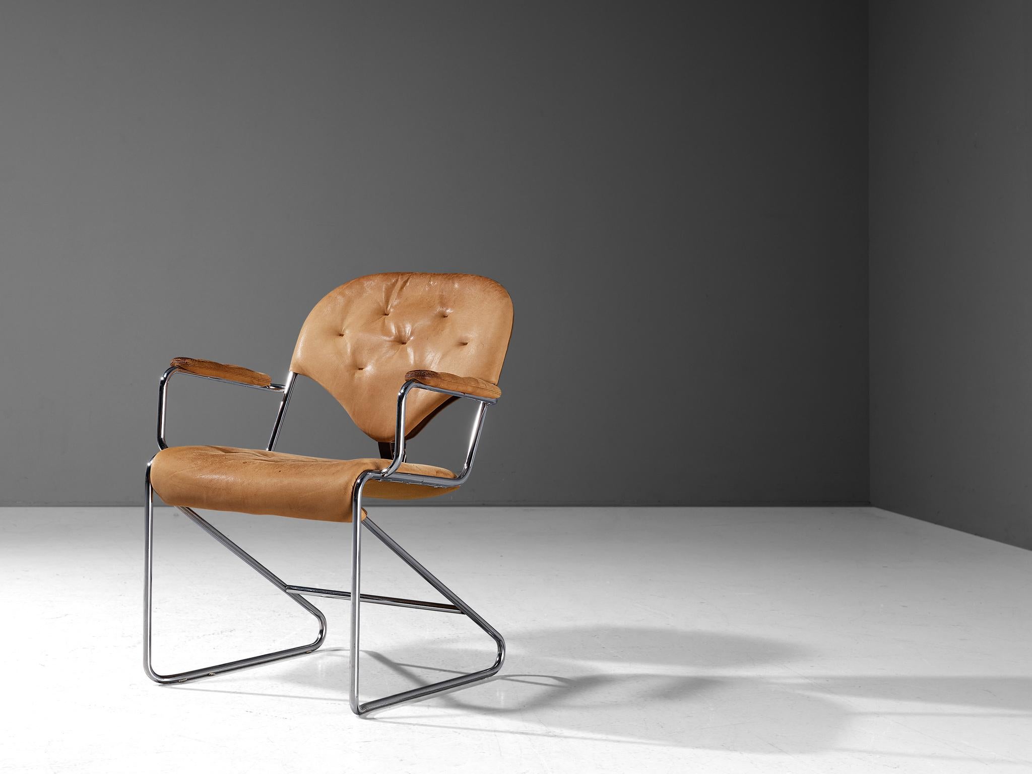 Sam Larsson for DUX Armchairs Model ‘Sam’ in Cognac Leather 4