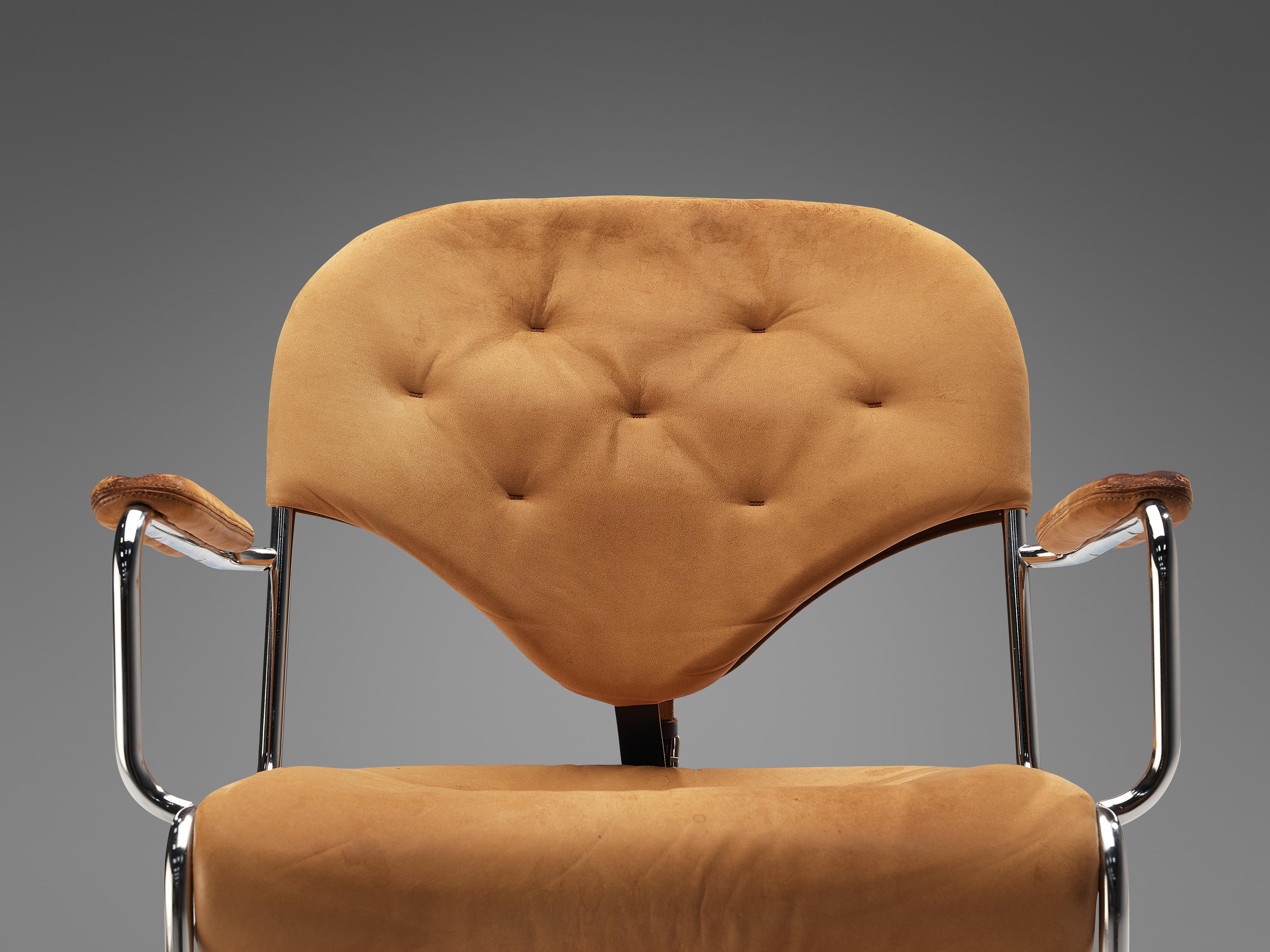 Scandinavian Modern Sam Larsson for DUX Armchairs Model ‘Sam’ in Cognac Leather